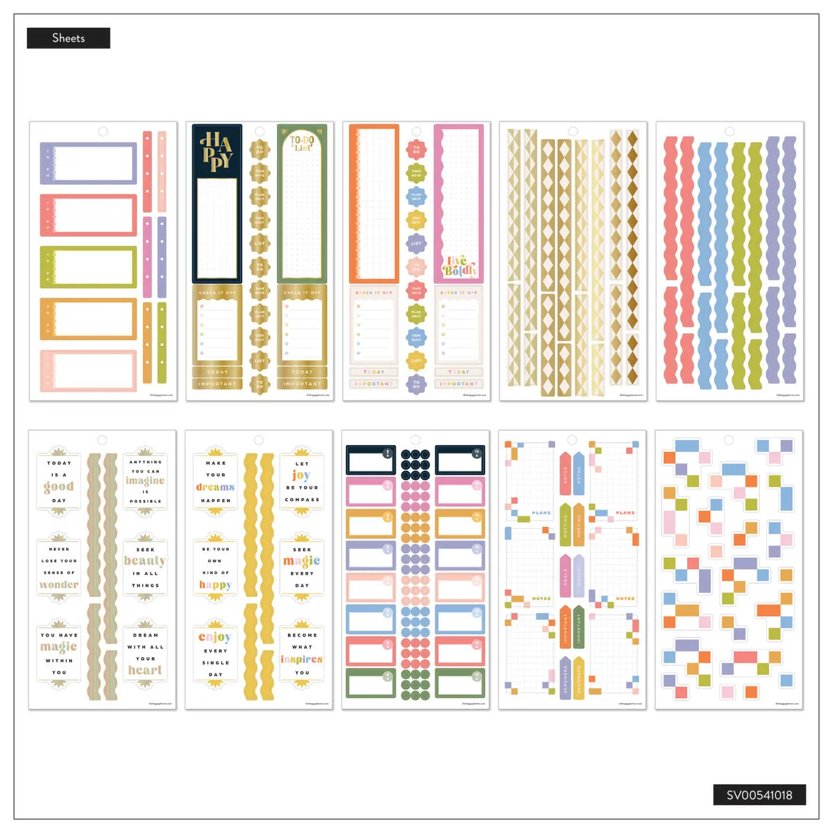 Happy Planner Pop Splash stickers Classic 715 pièces colorés