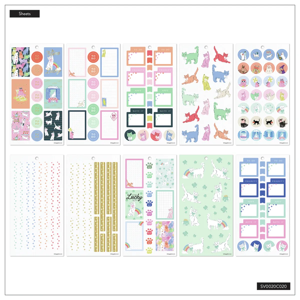 Happy Planner Purrfect Cats carnet stickers 30 feuilles 714 pièces