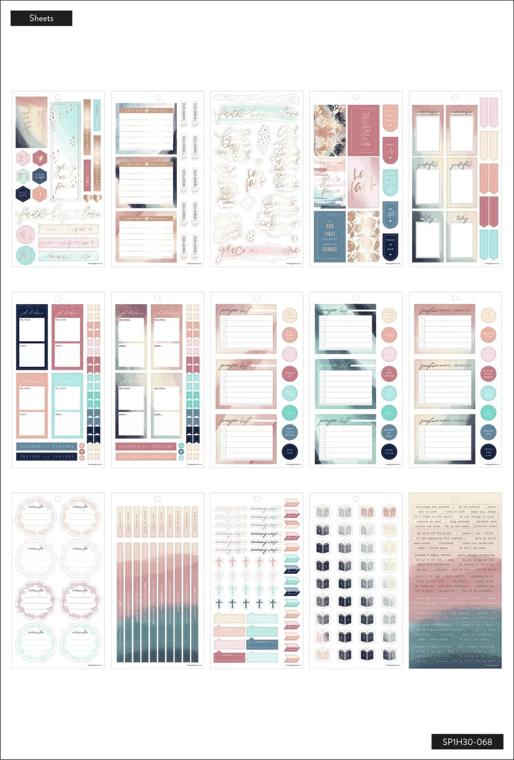 Happy Planner Praise The Lord stickers 30 planches foi
