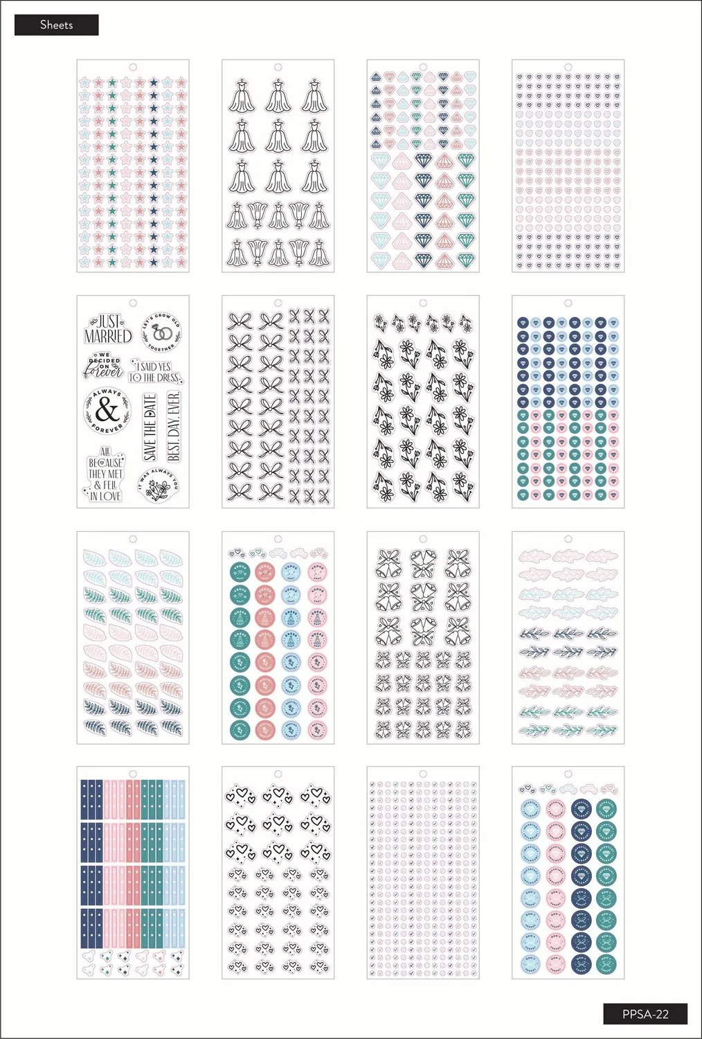 Happy Planner Wedding kit autocollants mariage 1498 pcs