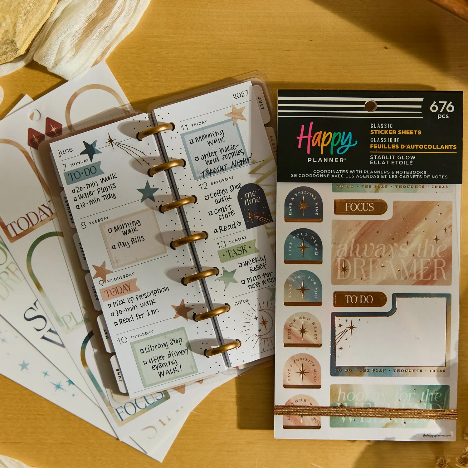 Happy Planner Starlit Glow stickers célestes 30 feuilles