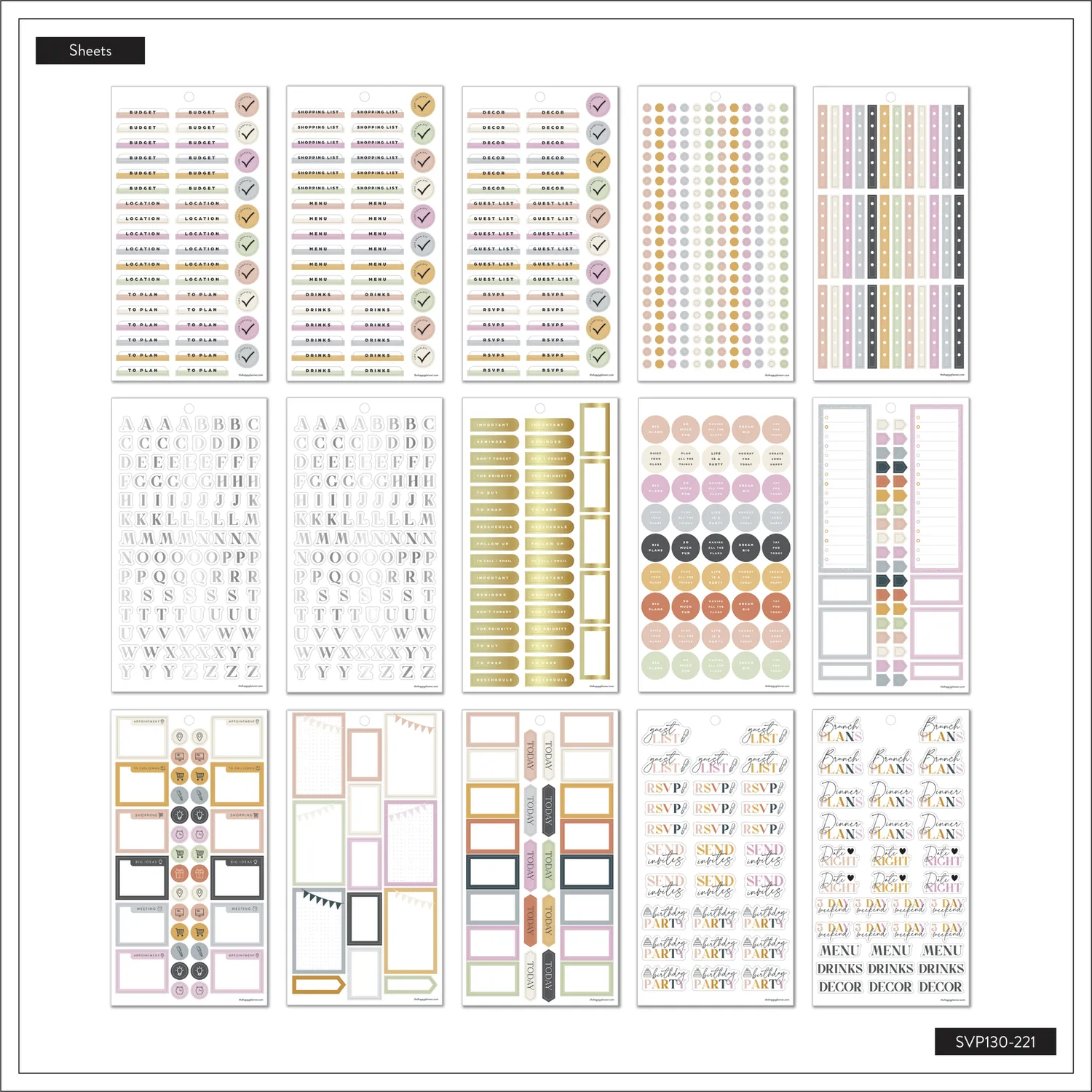 Happy Planner Let’s Party stickers fête lot 1258