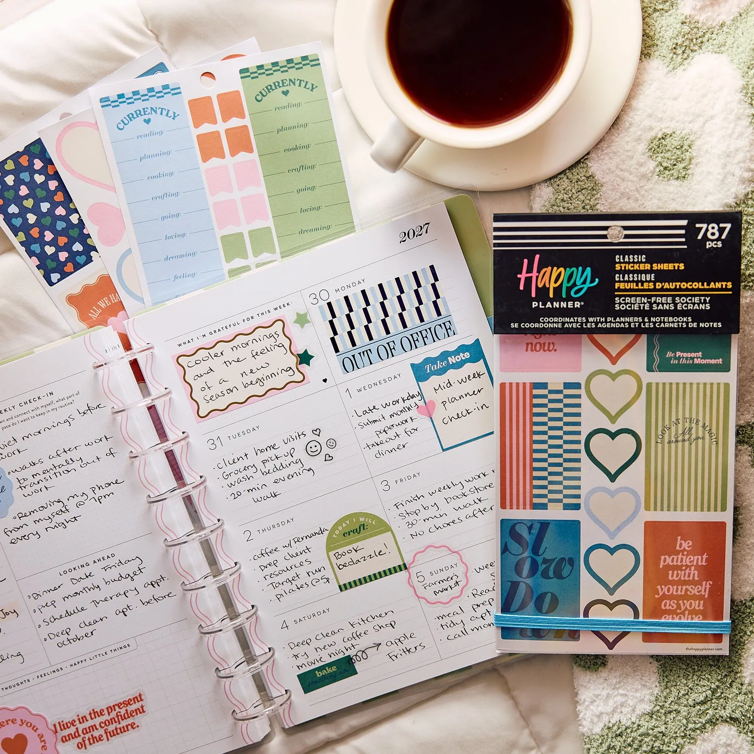 Happy Planner Screen Free Society stickers value pack 30 feuilles