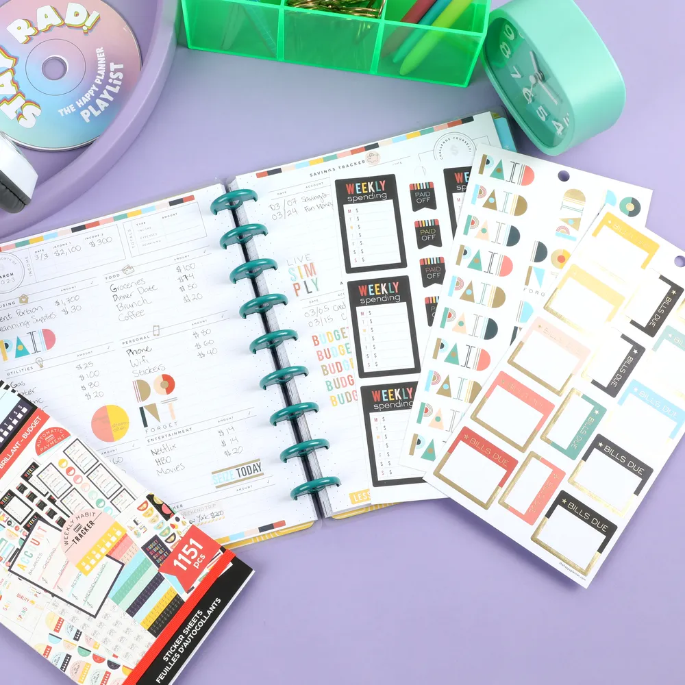 Happy Planner Bright Retro Budget stickers 1151 épargne