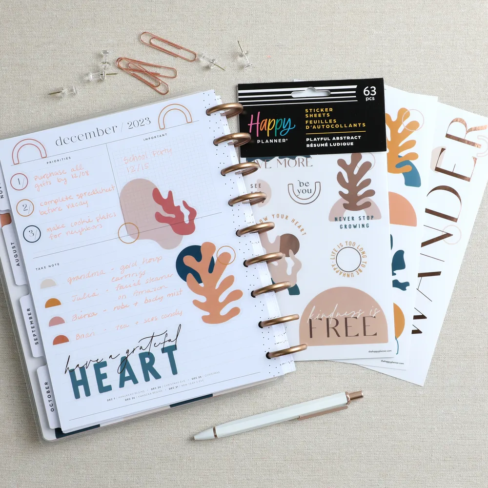 Happy Planner Playful Abstract stickers décoratifs 5 planches abstrait