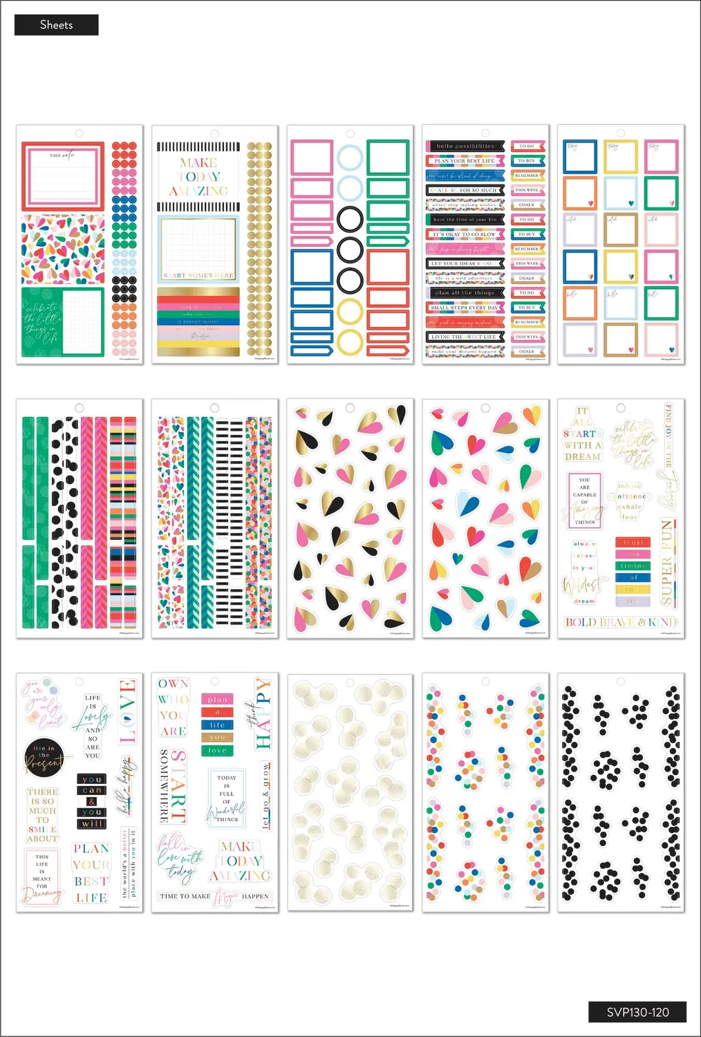 Happy Planner Value Pack Bold and Bright stickers 30 planches 662