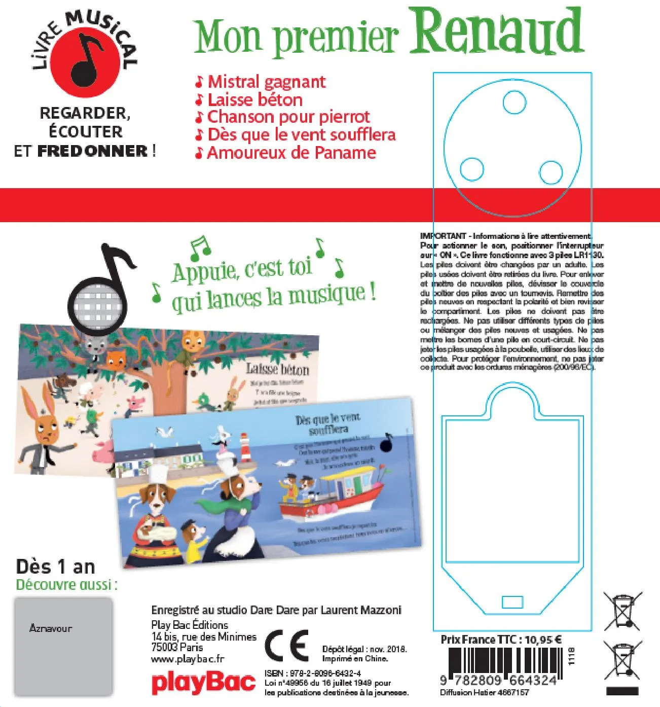 Mon premier Renaud livre musical bébé 5 chansons
