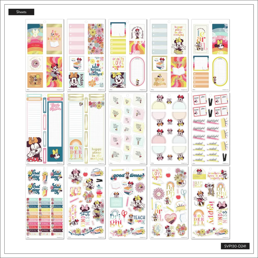 Happy Planner Disney Minnie Teacher stickers Big 515 arc-en-ciel