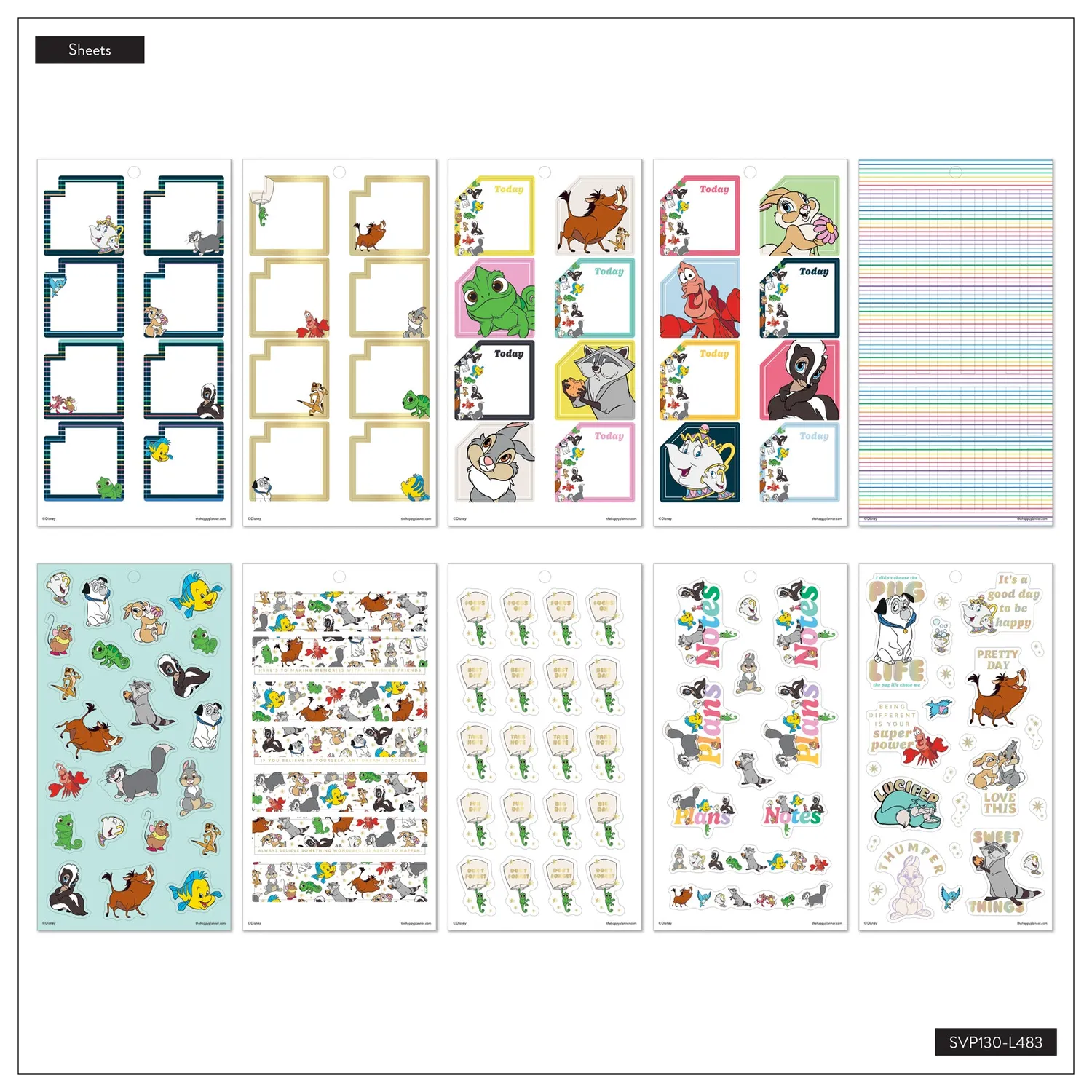 Happy Planner Disney Best Pals stickers Value Pack 30 feuilles