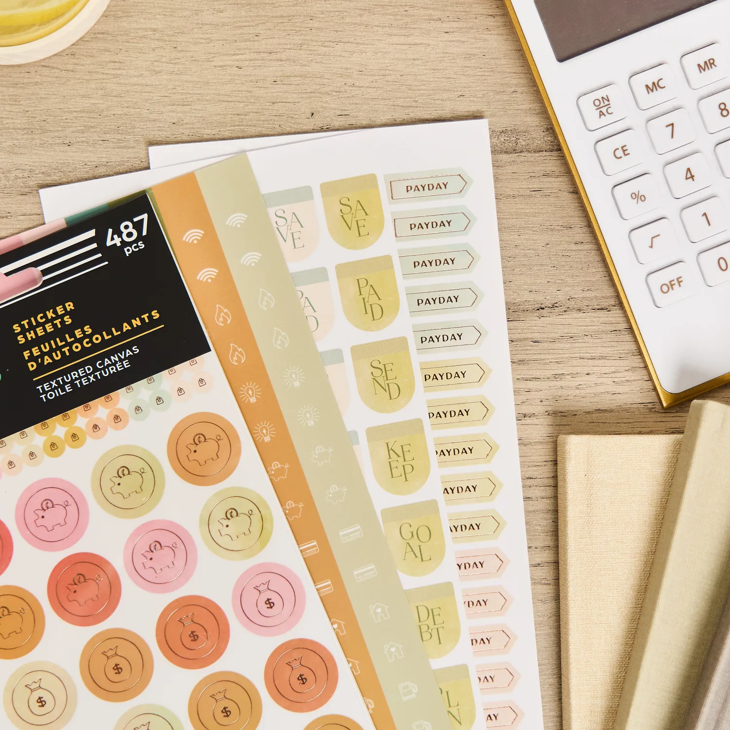 Happy Planner Textured Canvas stickers budget 10 planches 487