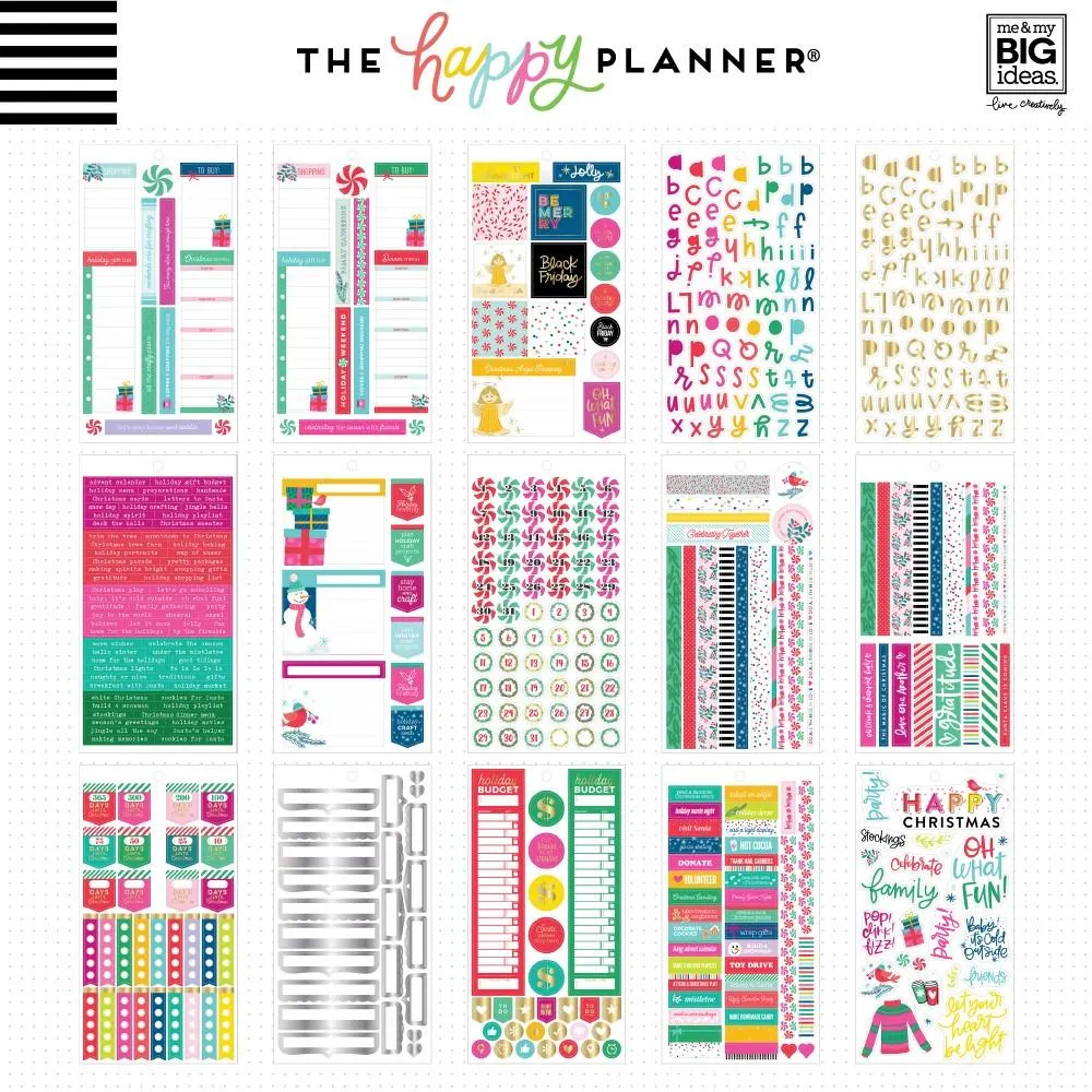 Happy Planner Value Pack Christmas autocollants 30 feuilles Noël