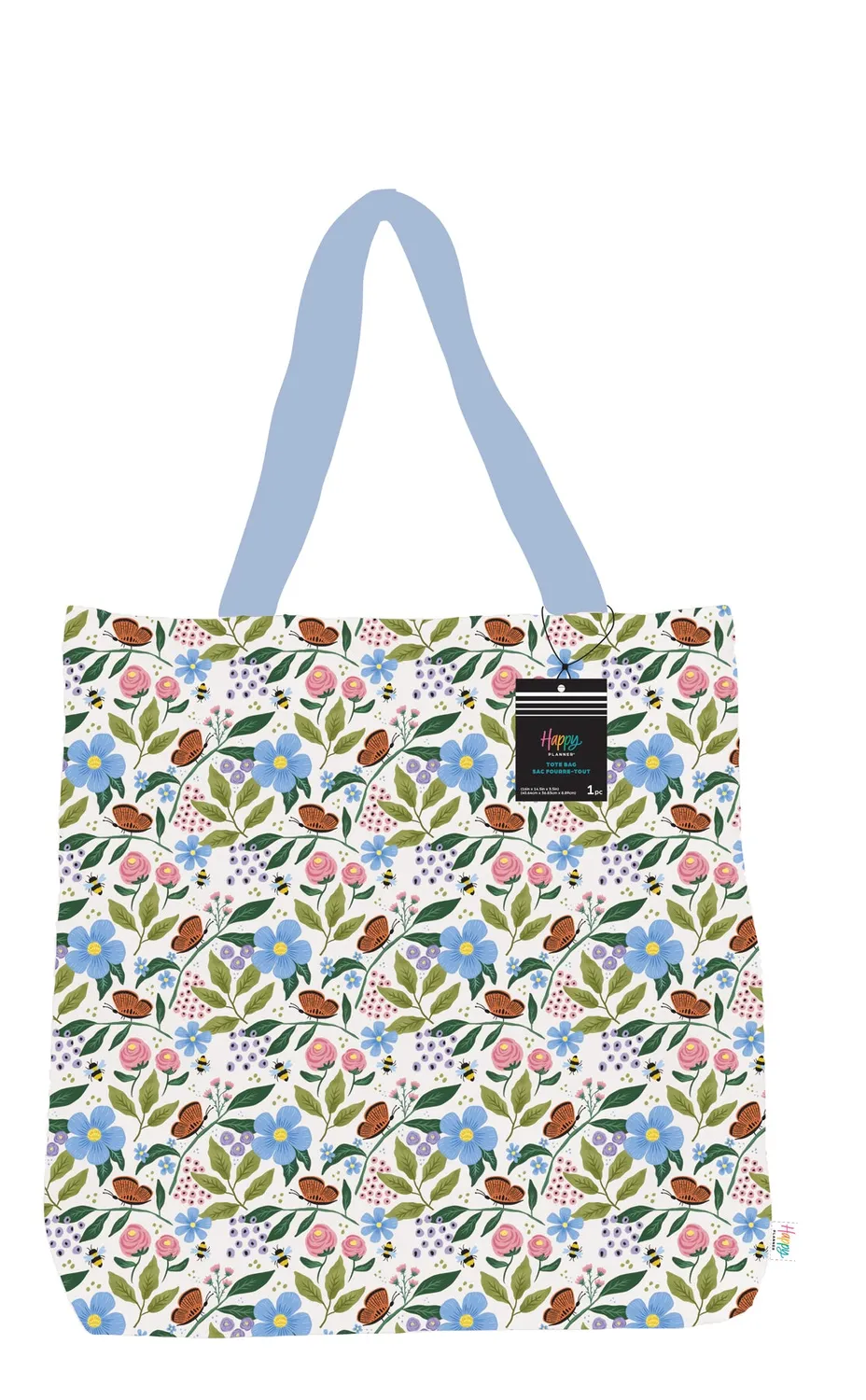 Happy Planner Buzzy Garden tote bag toile fleurs jardin