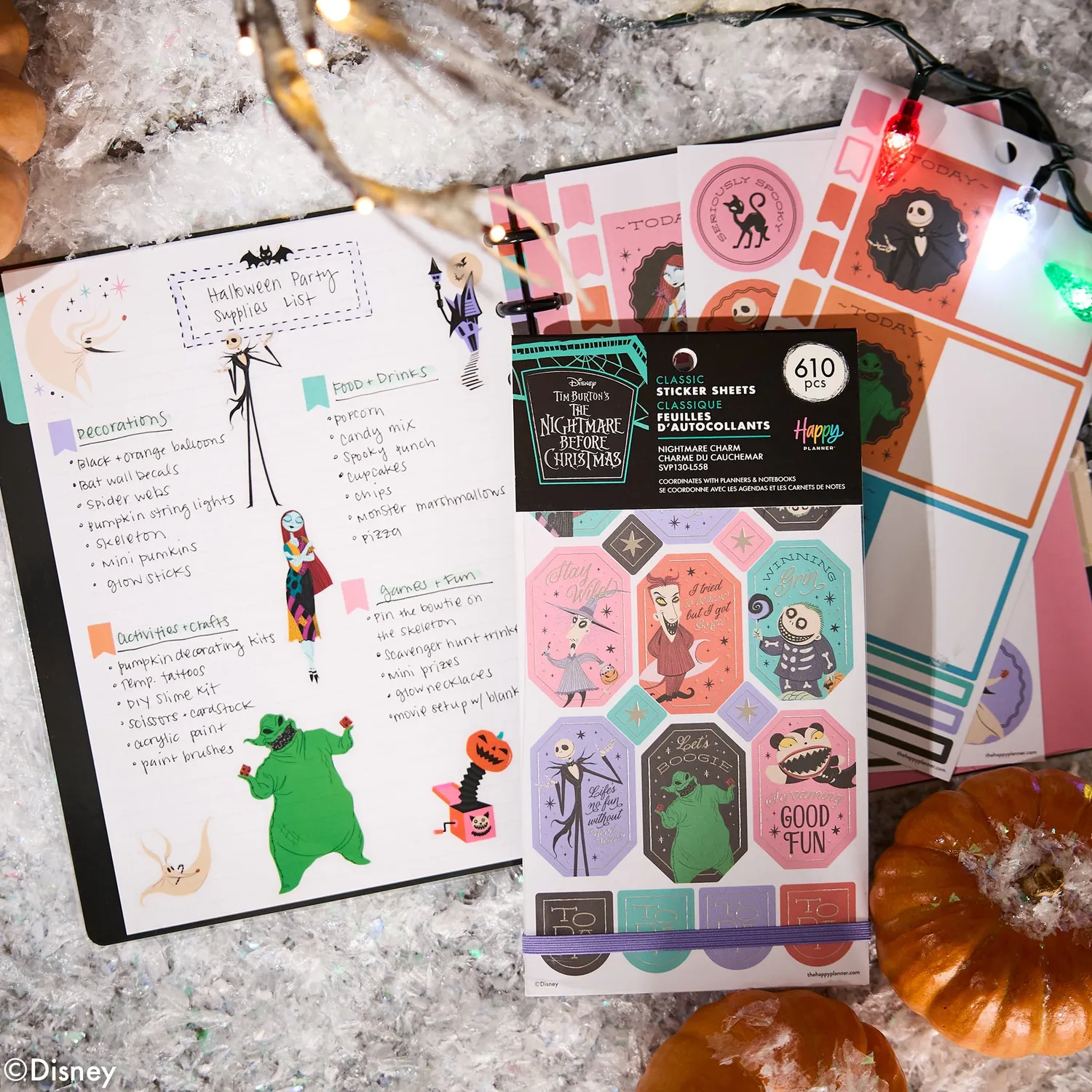 Happy Planner Disney Nightmare Christmas autocollants 30 planches
