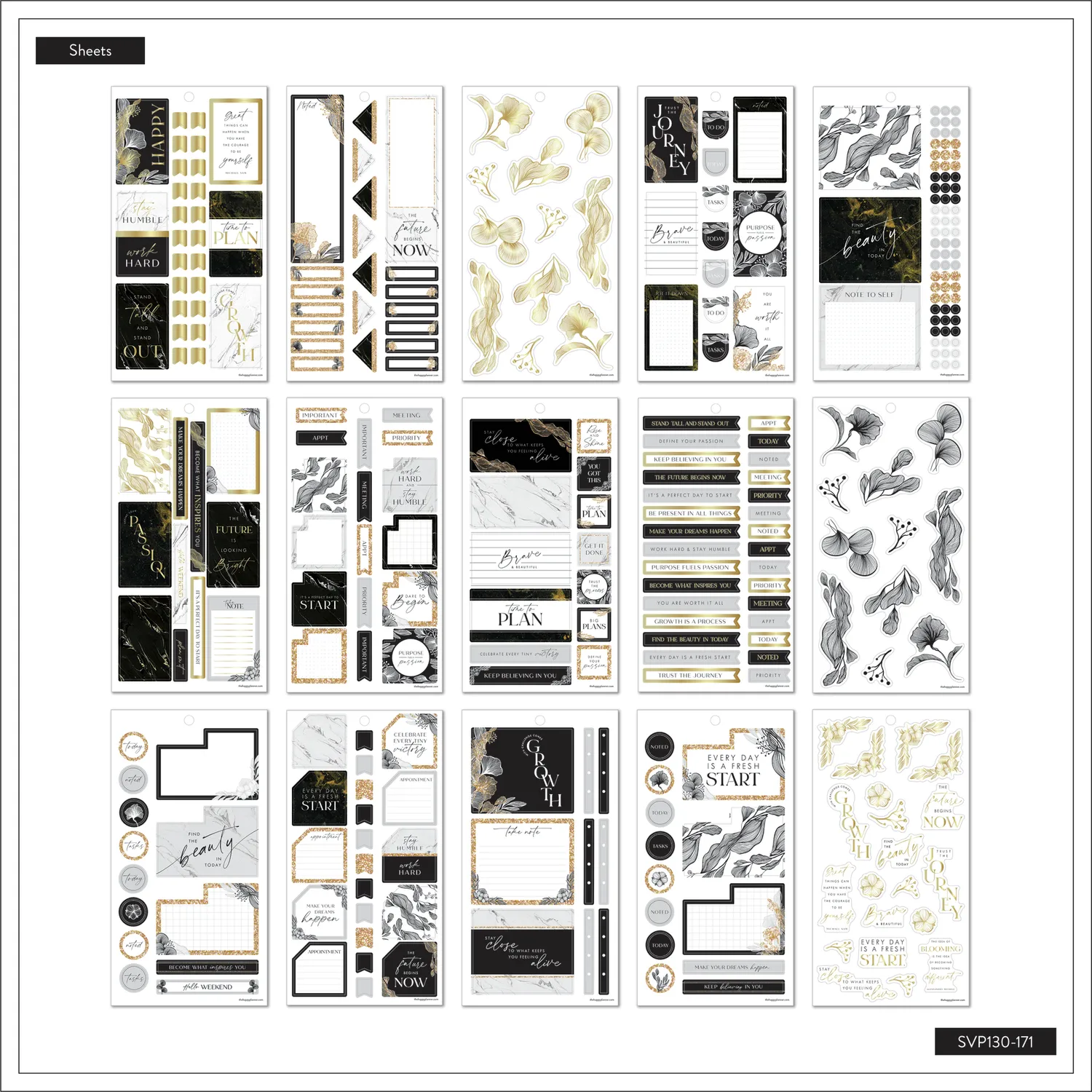 Happy Planner Gold & Black stickers value pack 690
