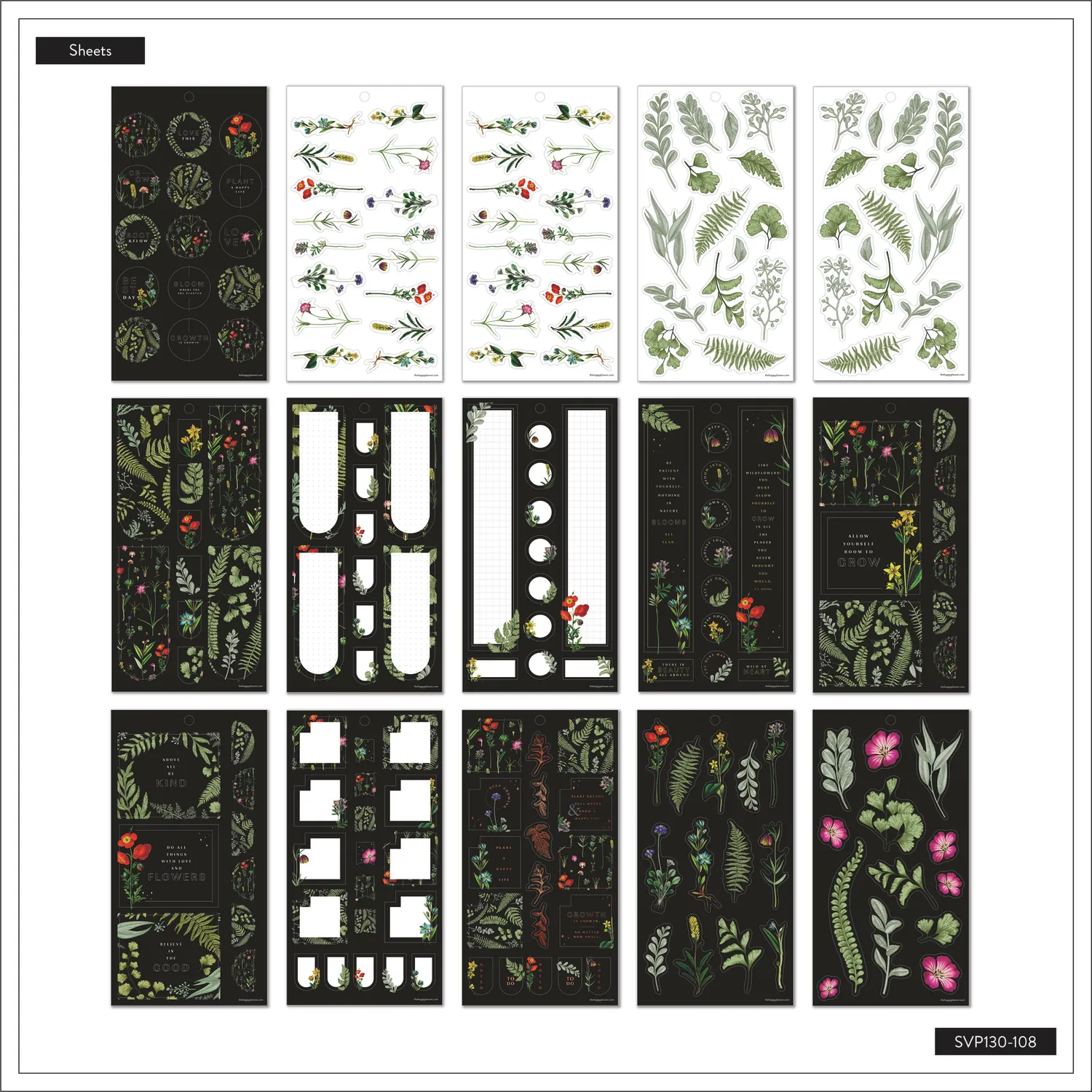Happy Planner Deep Botanicals stickers floral 441 pièces