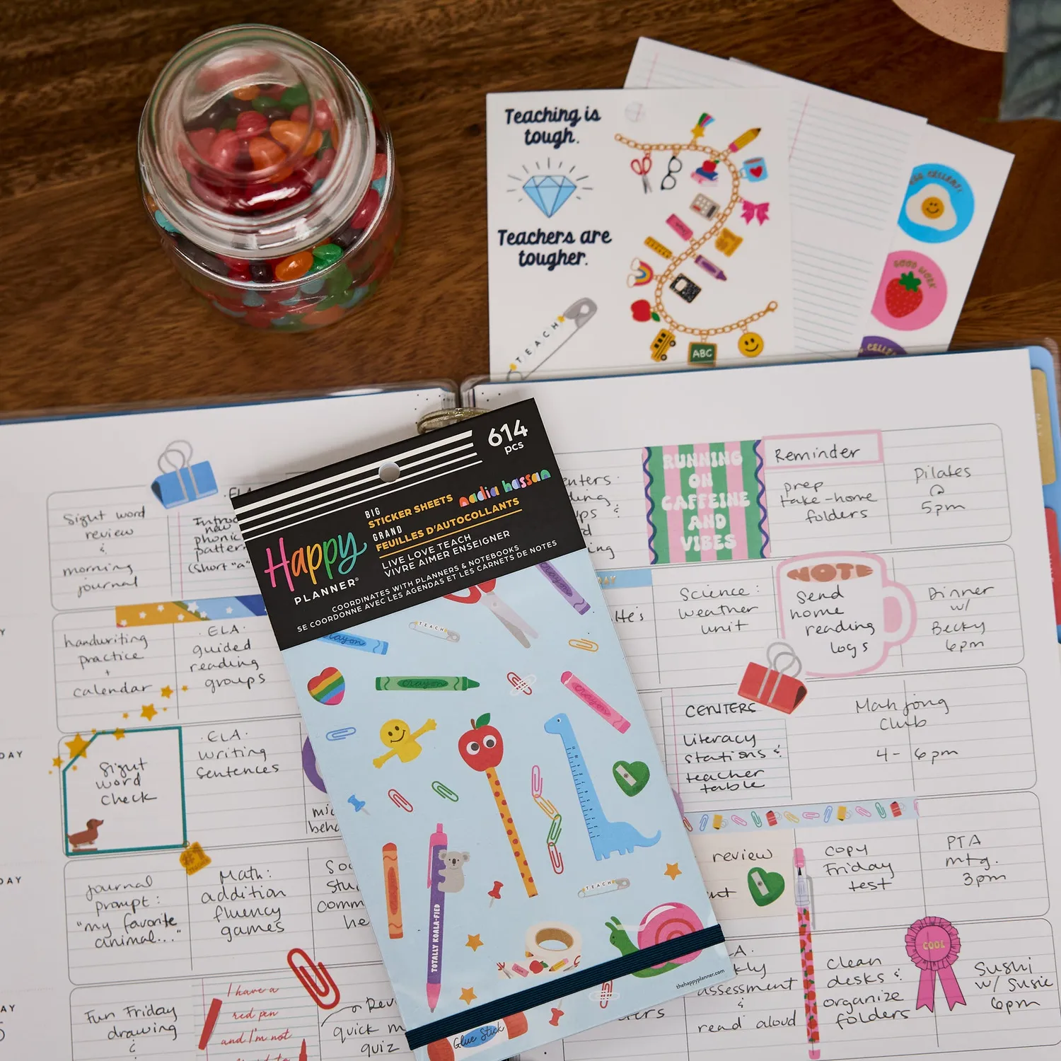 Happy Planner Live Love Teach stickers Big 30 planches classe