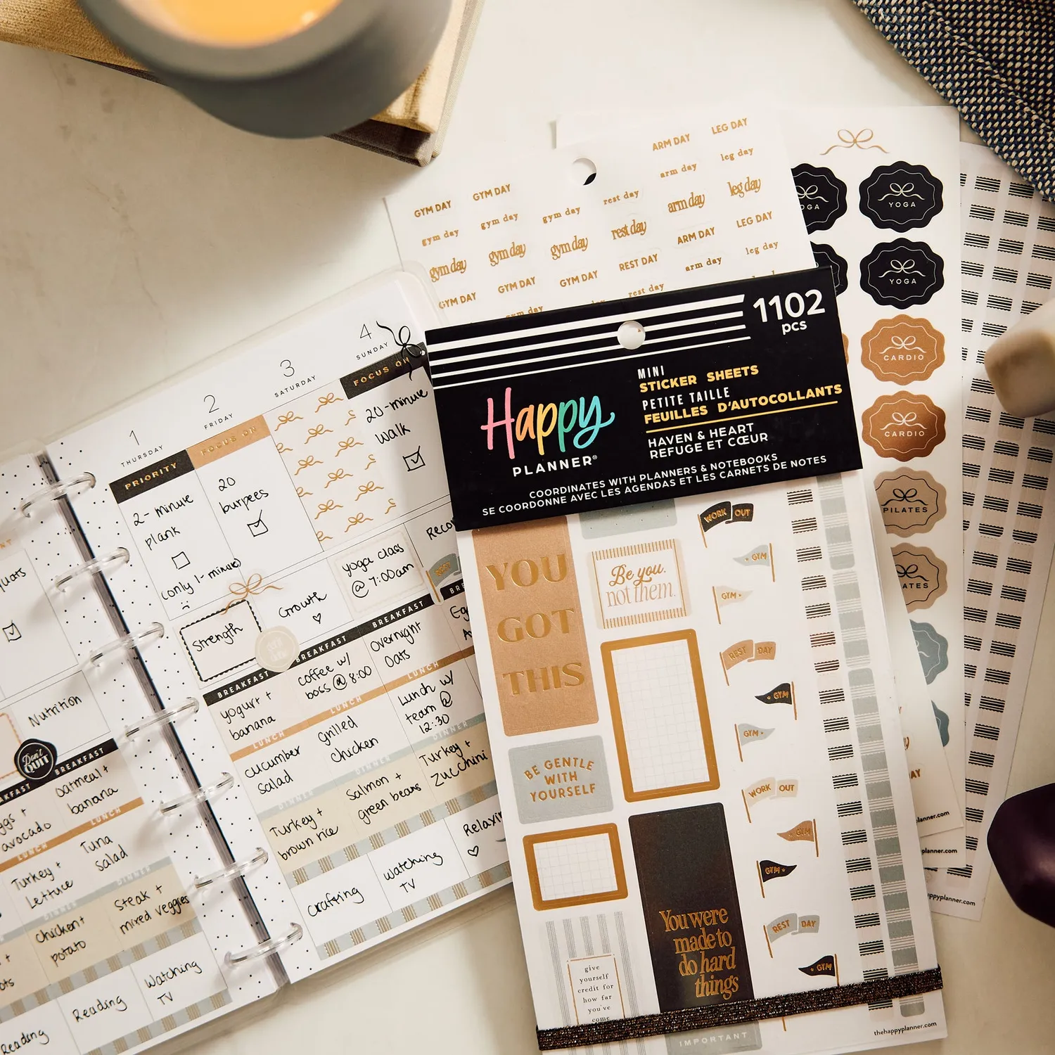 Me & my big ideas Haven & Heart Fitness stickers Mini 1100 pièces neutres