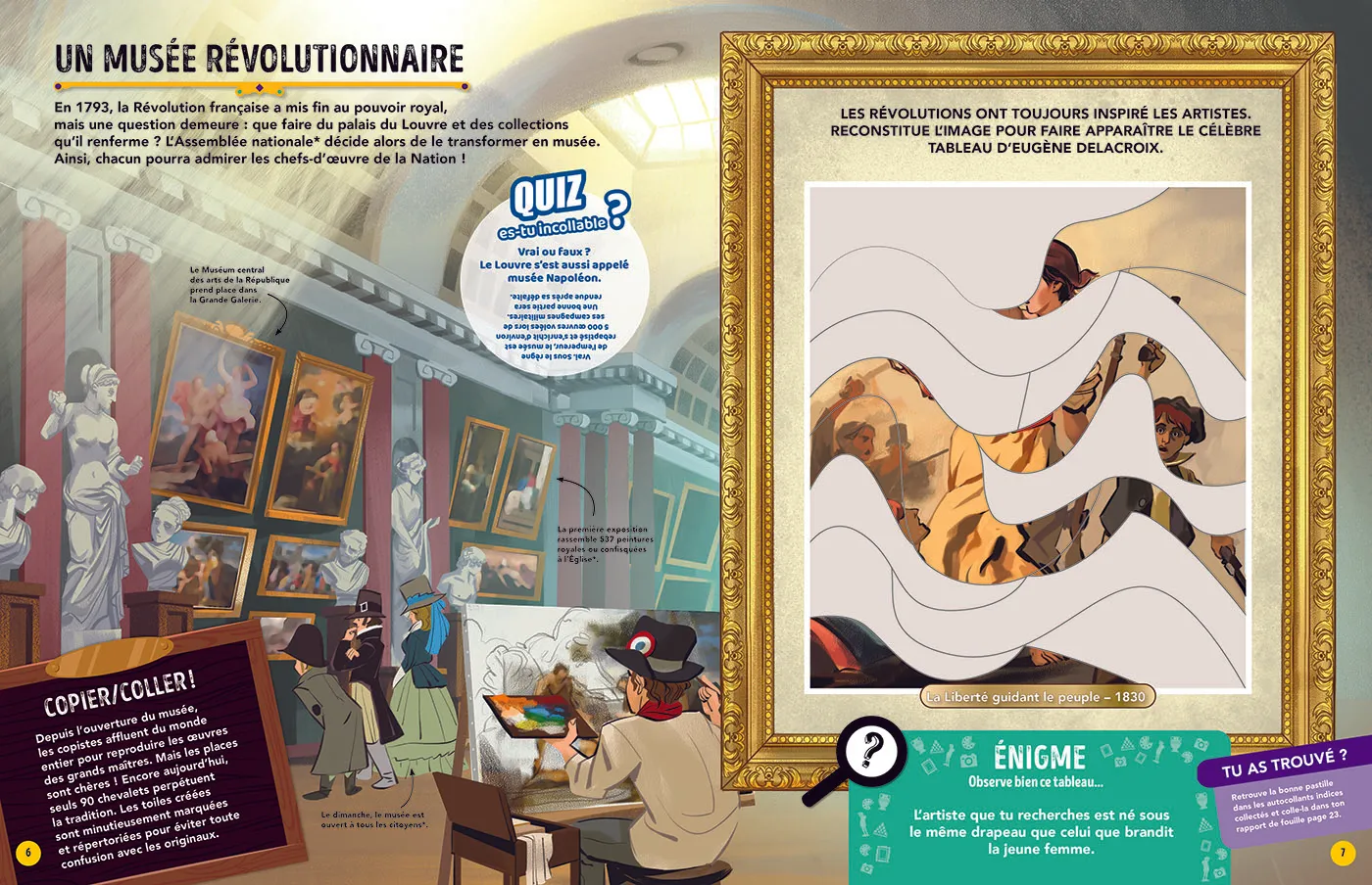 Frigobloc Incollables Mission Louvre livre énigmes stickers 6 ans