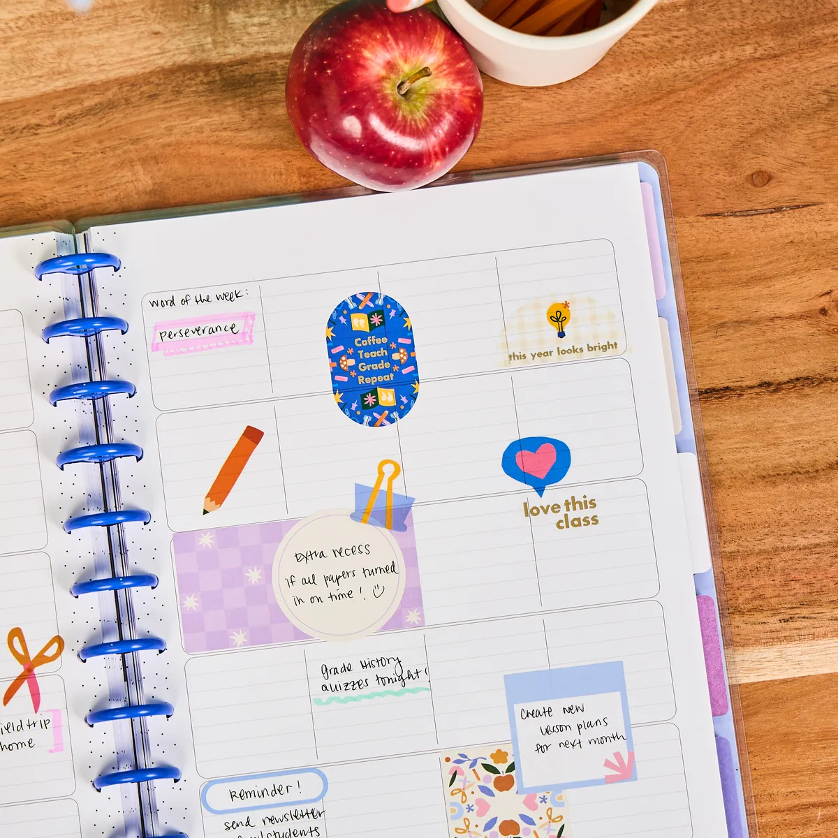 Happy Planner Heart Work agenda enseignant big non daté 12 mois
