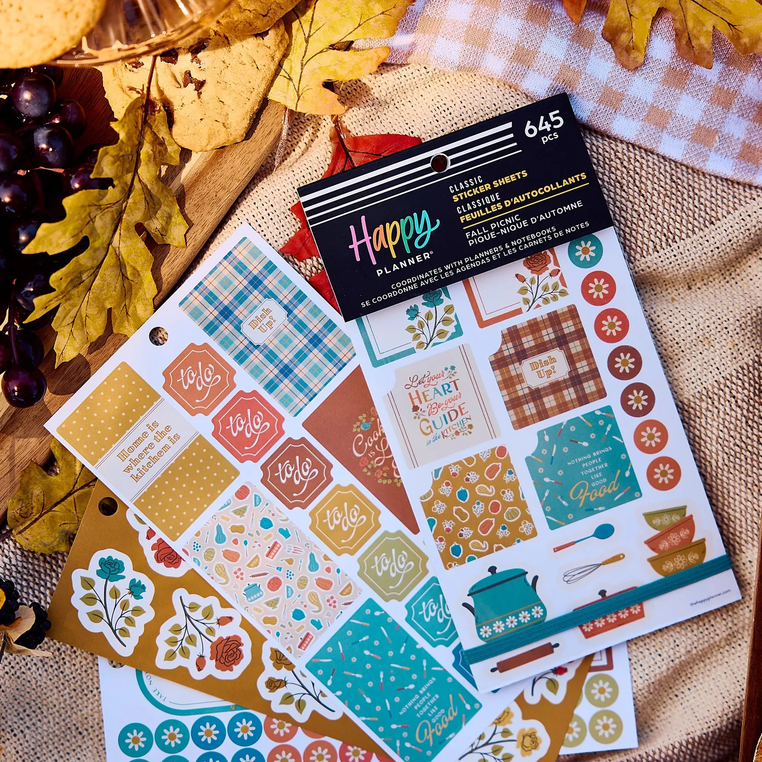 Happy Planner Fall Picnic stickers repas 30 planches