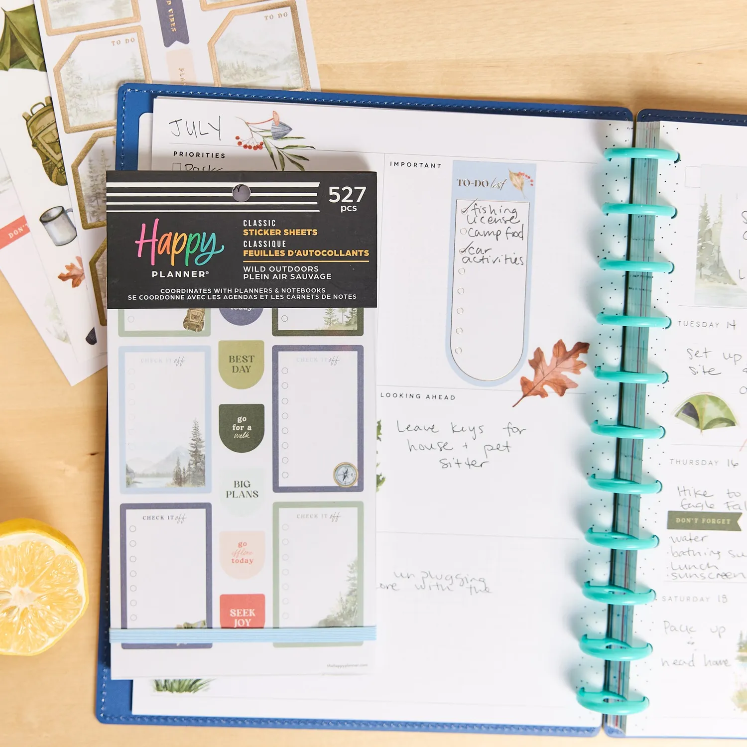 Happy Planner Wild Outdoors stickers agenda 30 planches nature