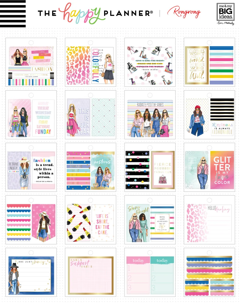 Happy Planner Rongrong Brights mini stickers pad 20 planches