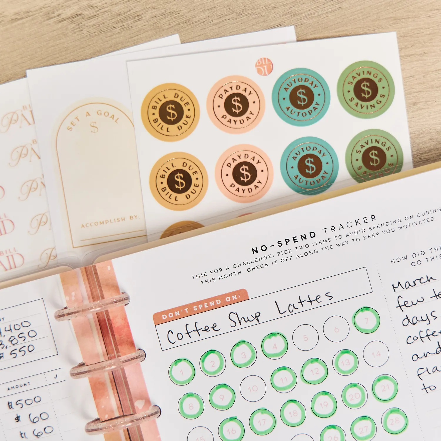 Happy Planner Textured Canvas Budget stickers 1045 autocollants