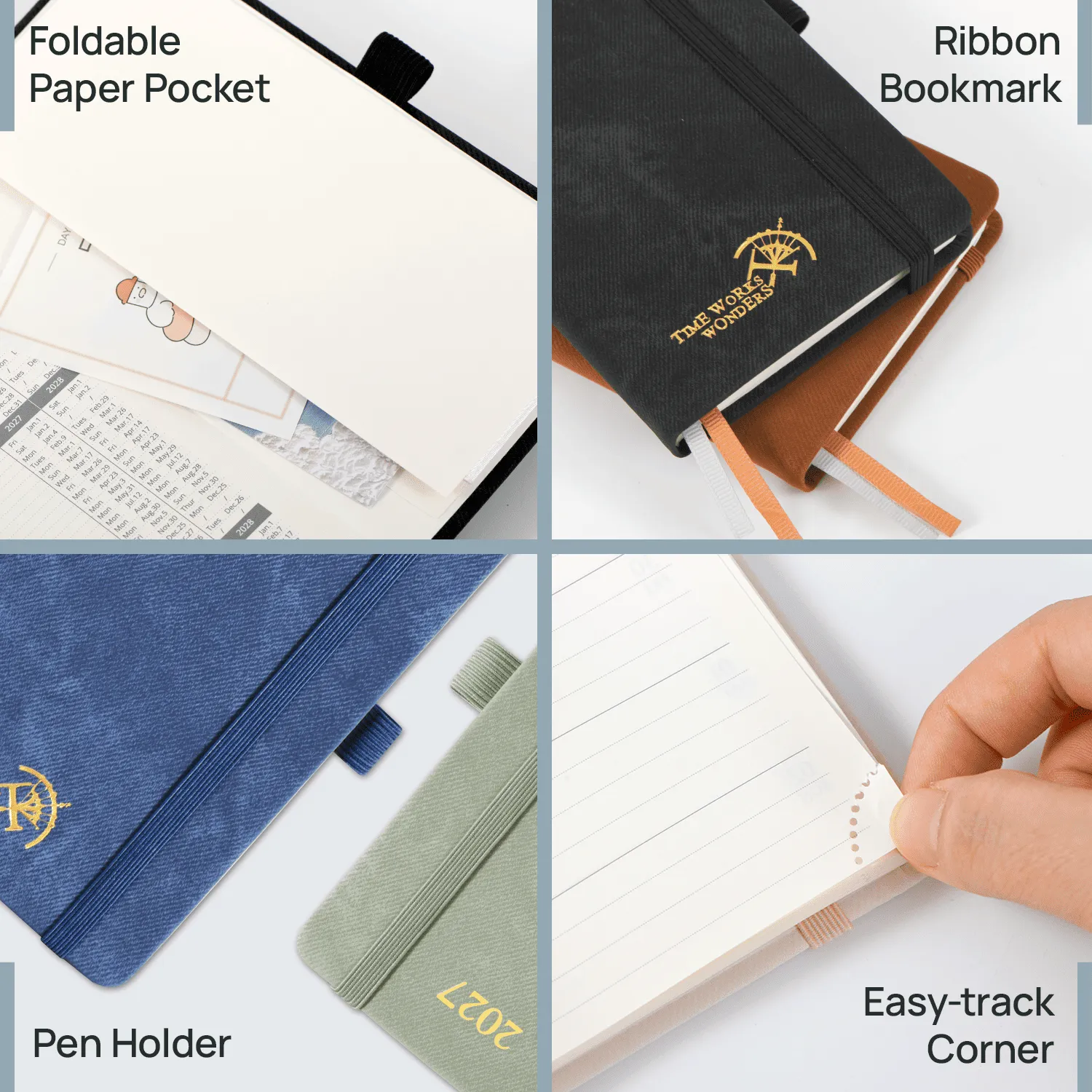 Poprun CENLTP7-27 agenda semainier 2027 poche beige avec notes