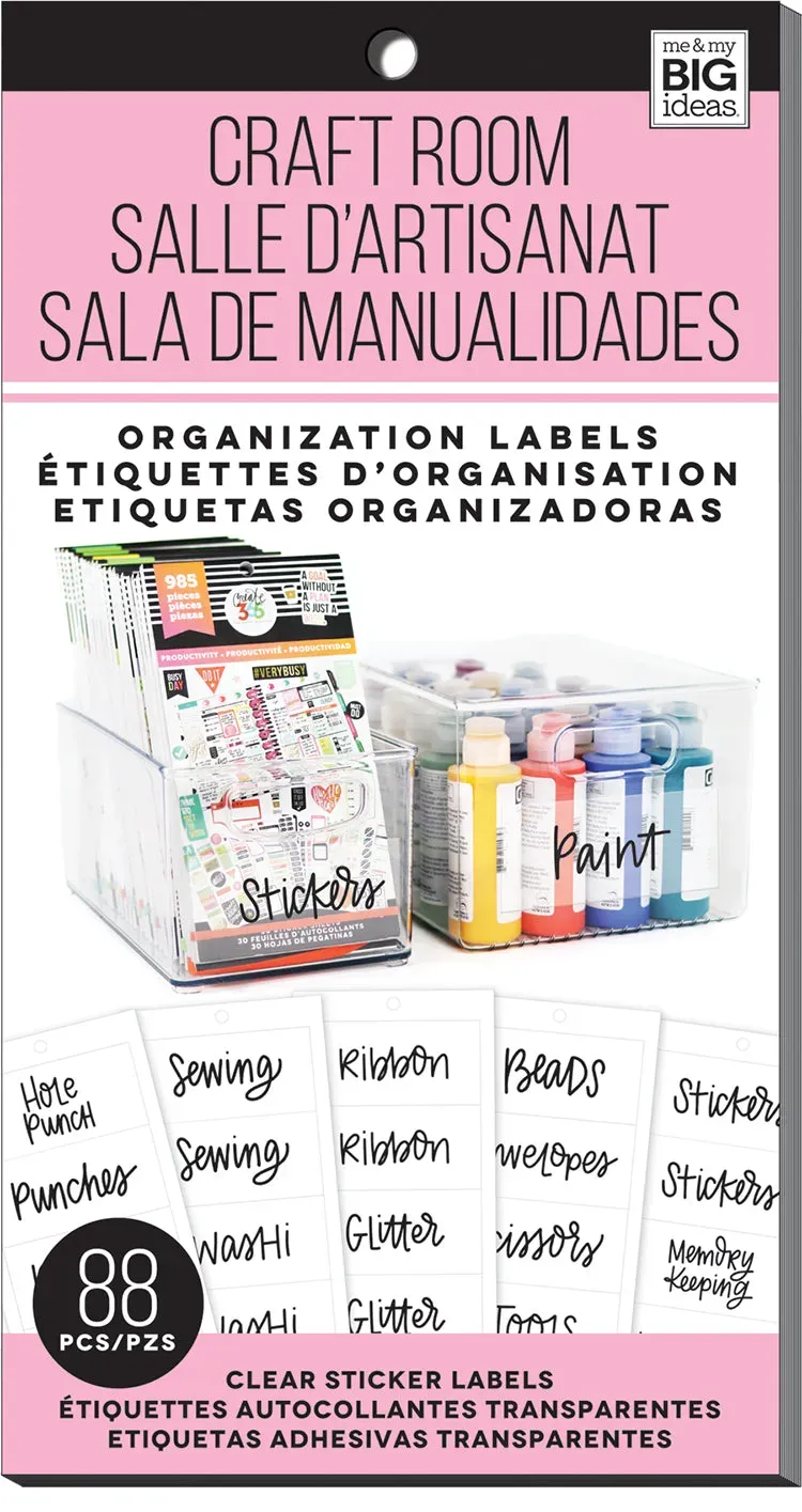 Happy Planner Craft Room étiquettes transparentes 88 pcs