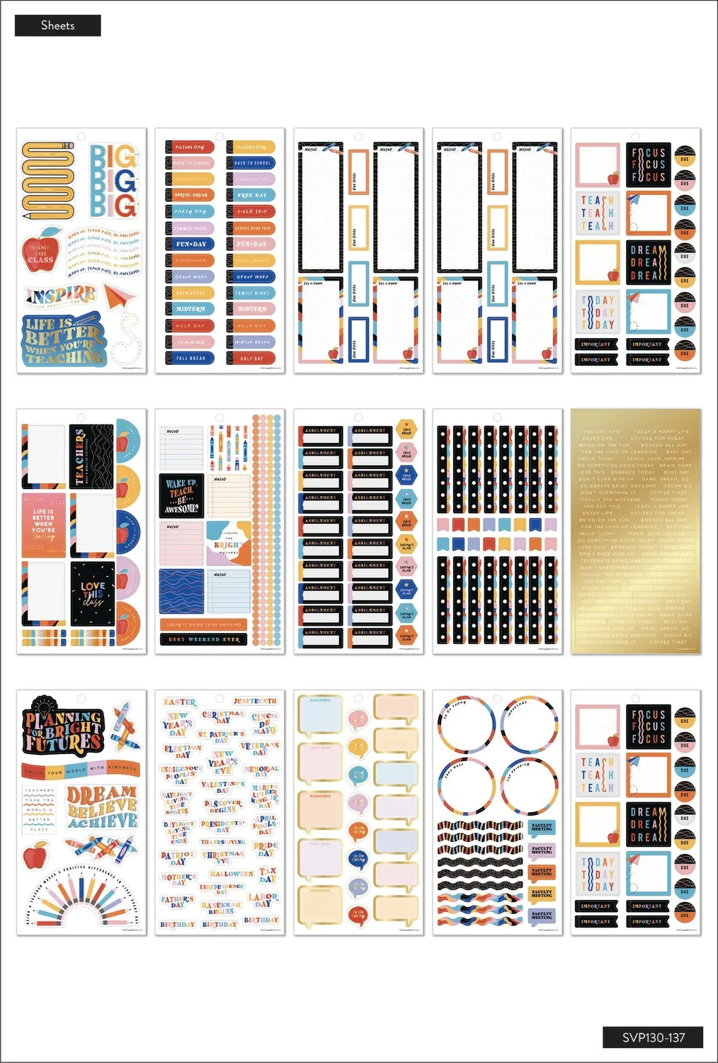 Happy Planner You Rule stickers 844 motifs école