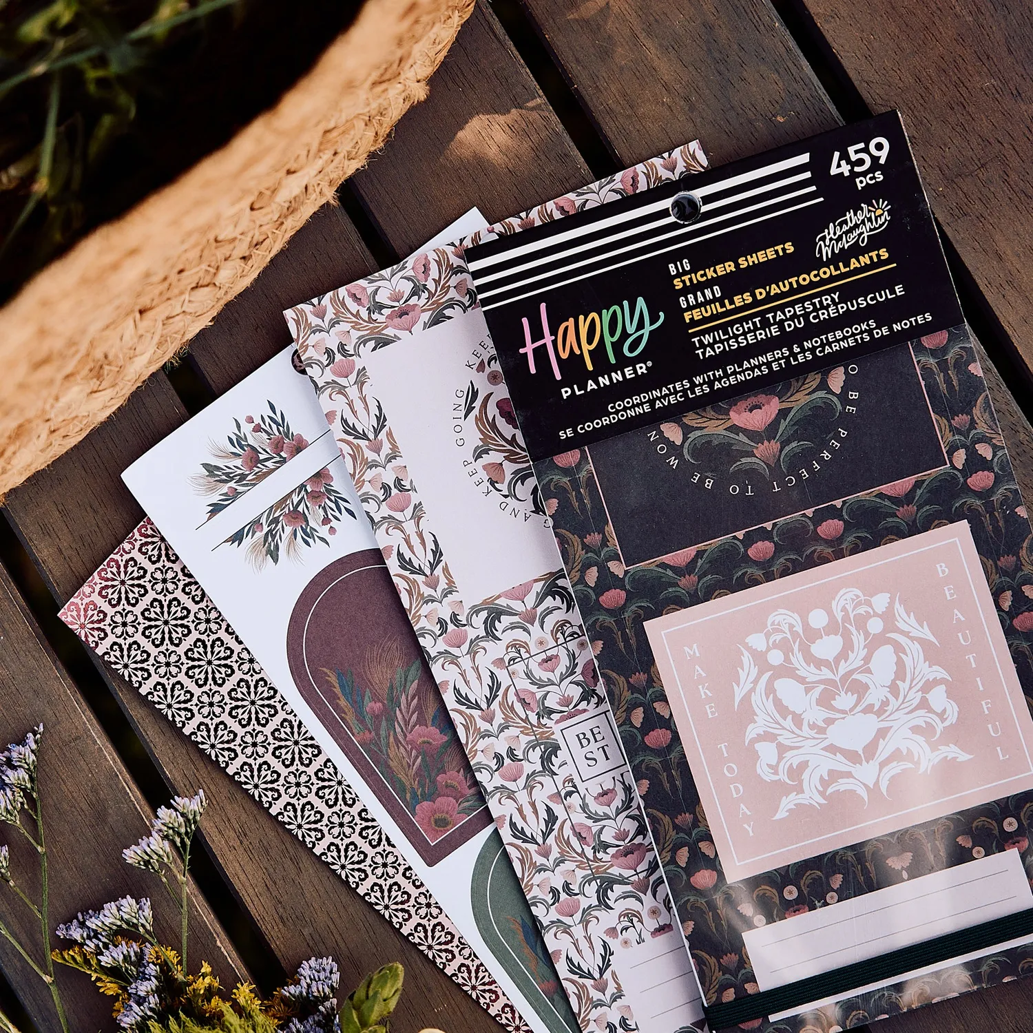 Happy Planner Twilight Tapestry stickers Big 30 feuilles floral
