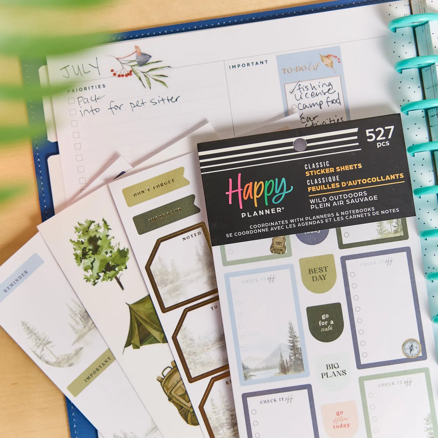 Happy Planner Wild Outdoors stickers agenda 30 planches nature
