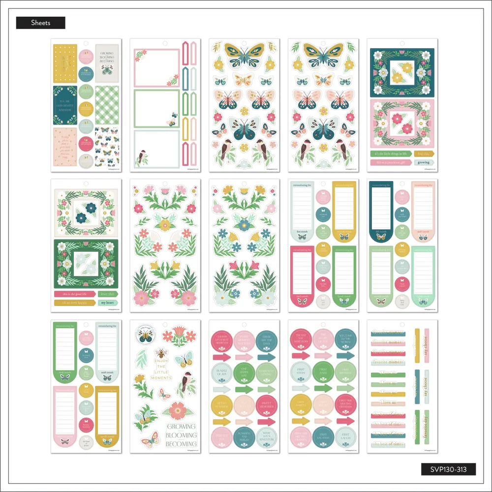 Happy Planner Big Butterflies and Blooms stickers 468 pièces