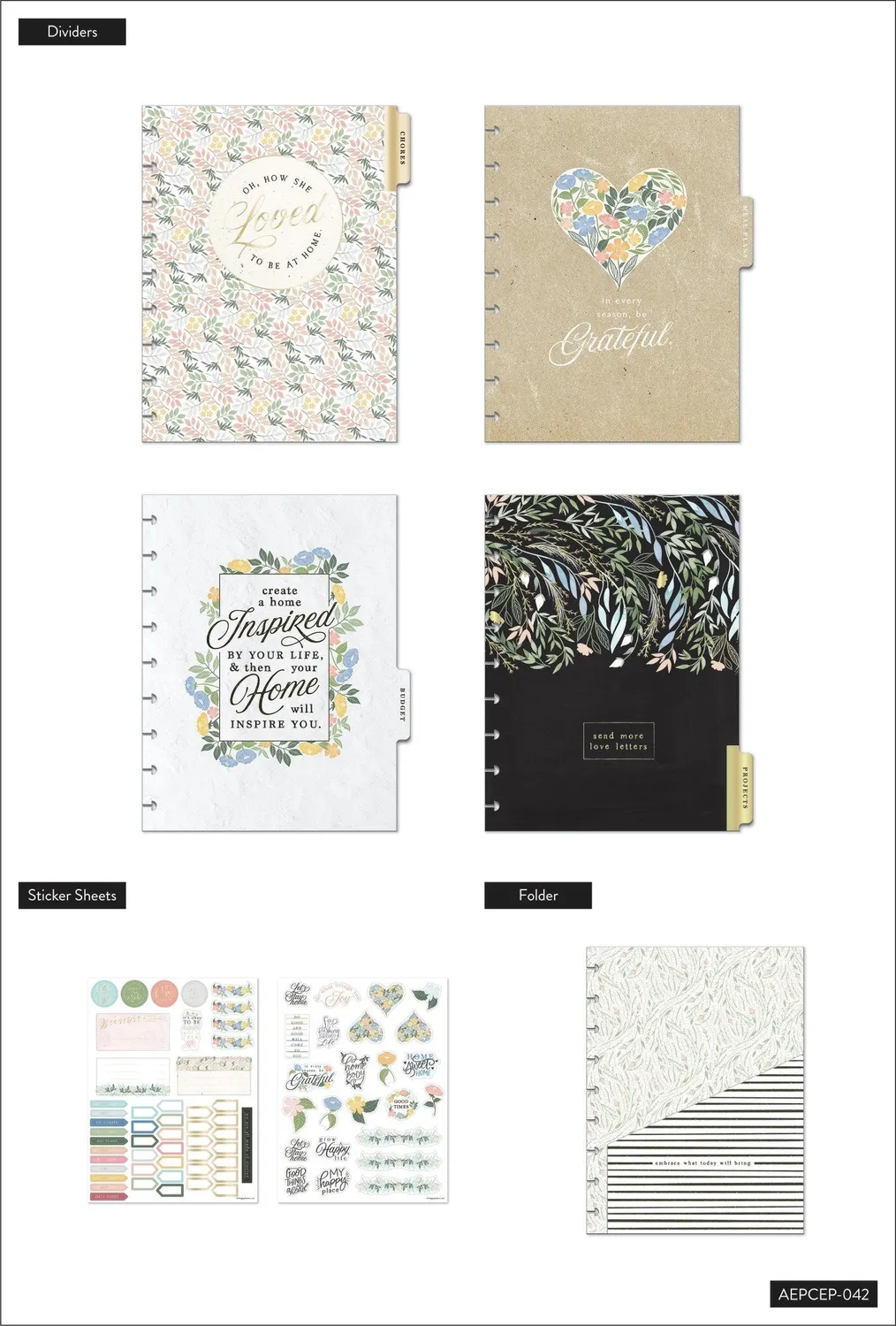 Happy Planner Homebody extension pack classic 117 pièces