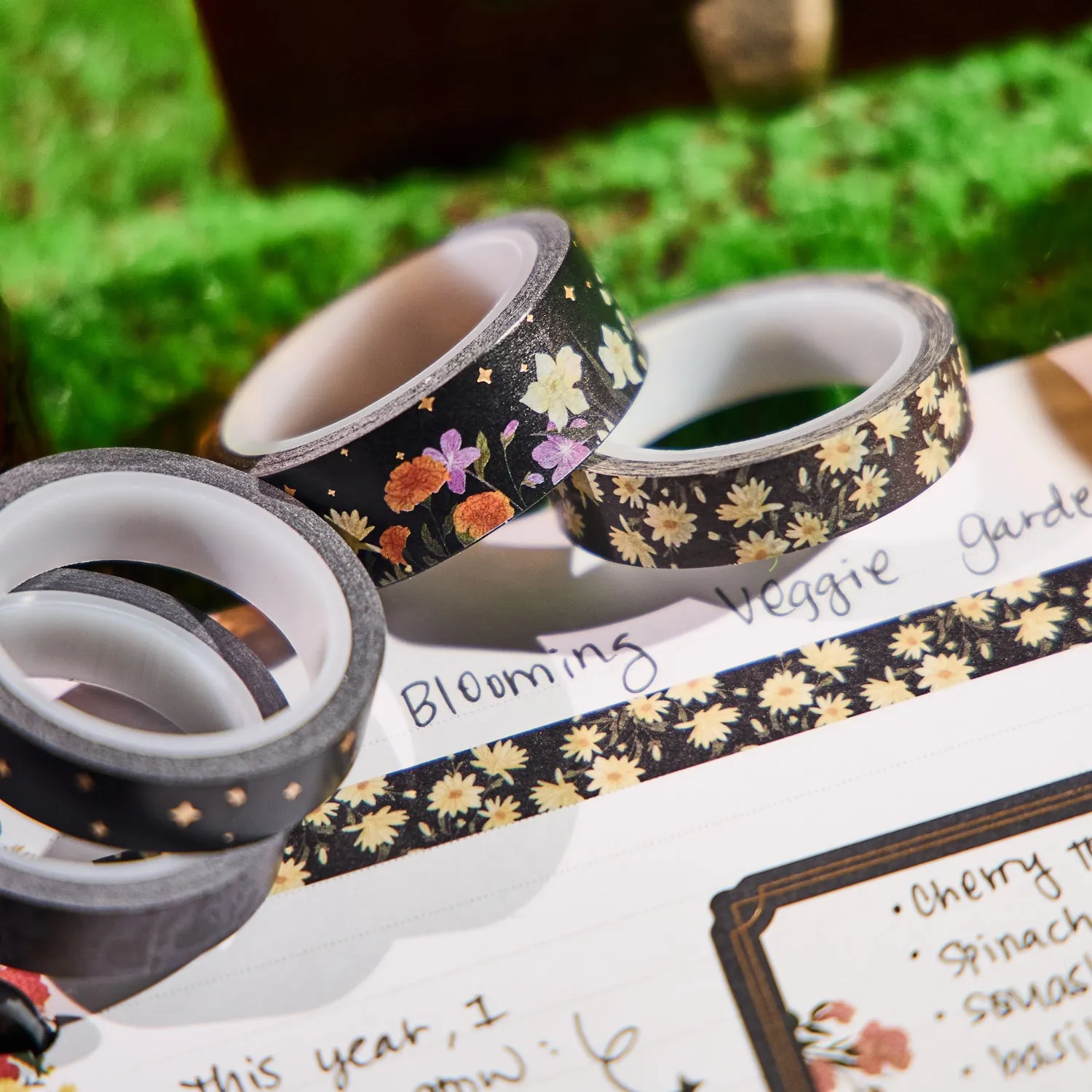 Happy Planner Dark Garden washi tape 7 rouleaux floral