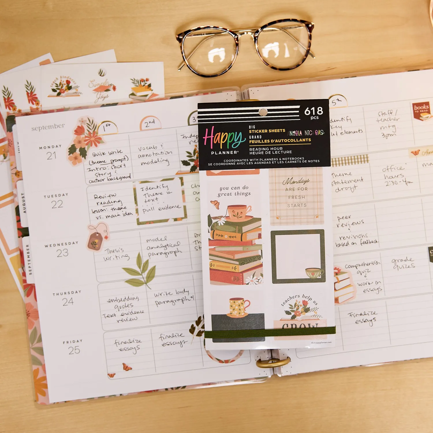 Happy Planner Reading Hour Teacher stickers Big