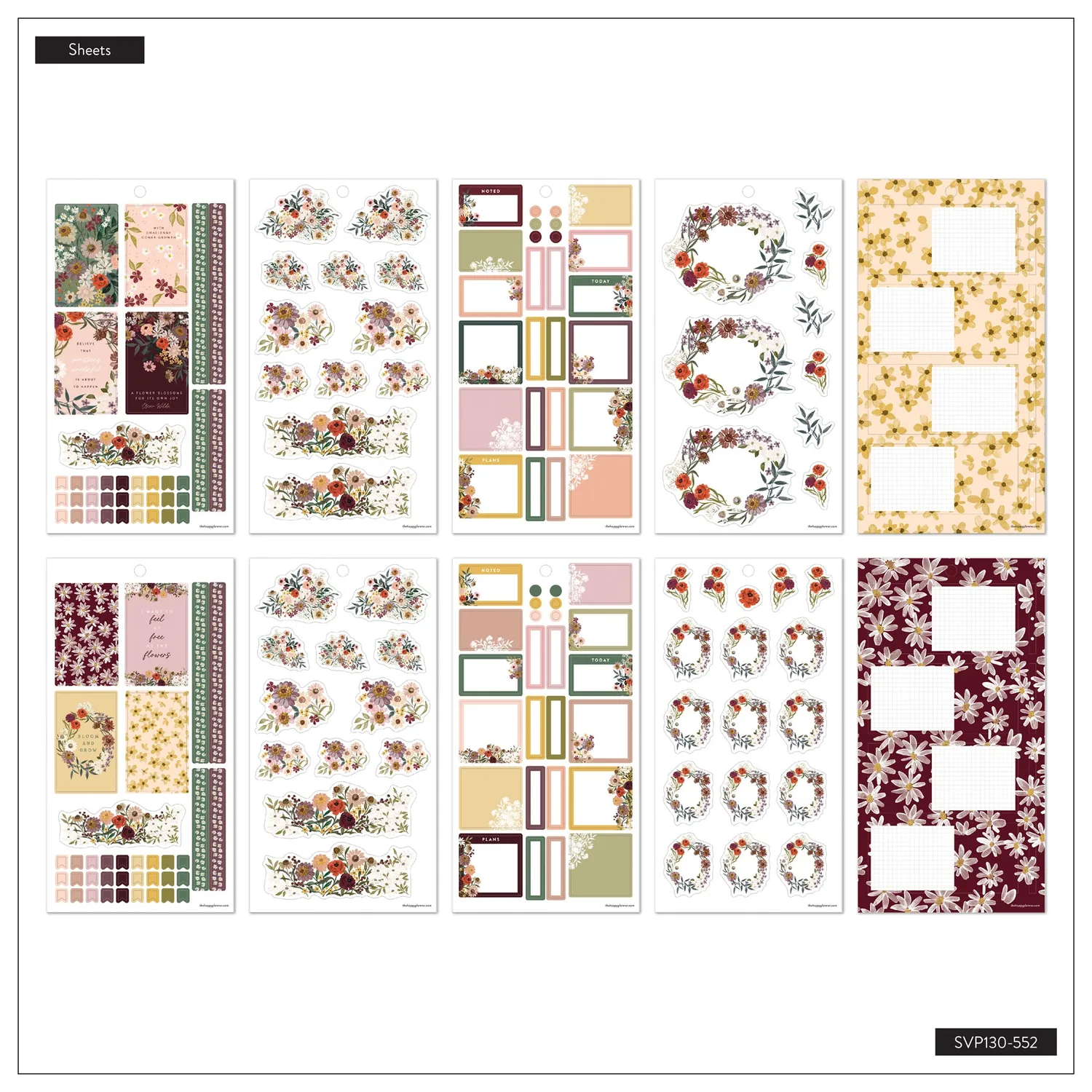 Happy Planner Wildflower Whimsy stickers value pack 30 feuilles floral