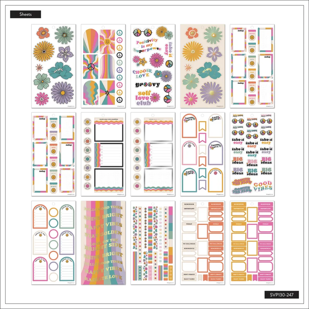 Happy Planner Decades 70s stickers agenda 30 planches 621 pièces