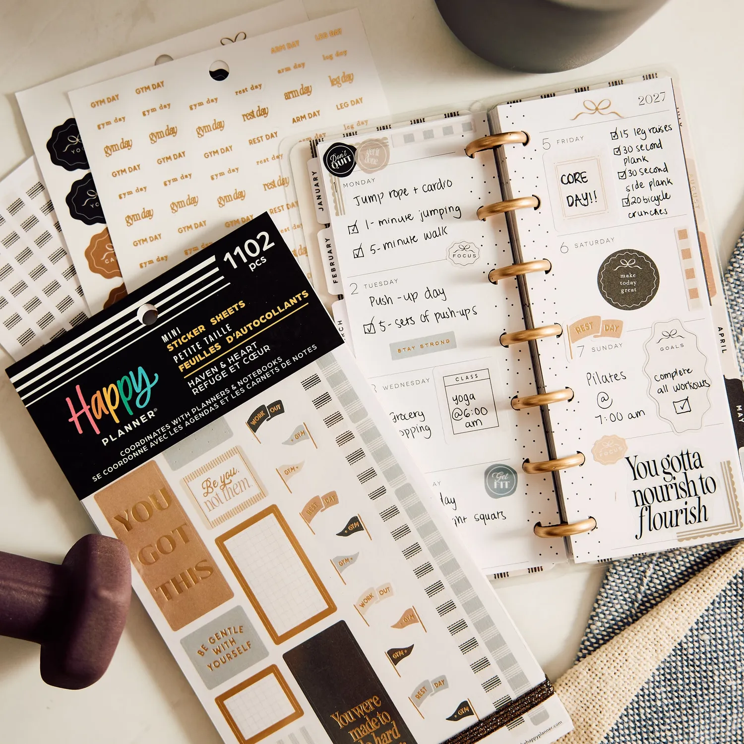 Me & my big ideas Haven & Heart Fitness stickers Mini 1100 pièces neutres