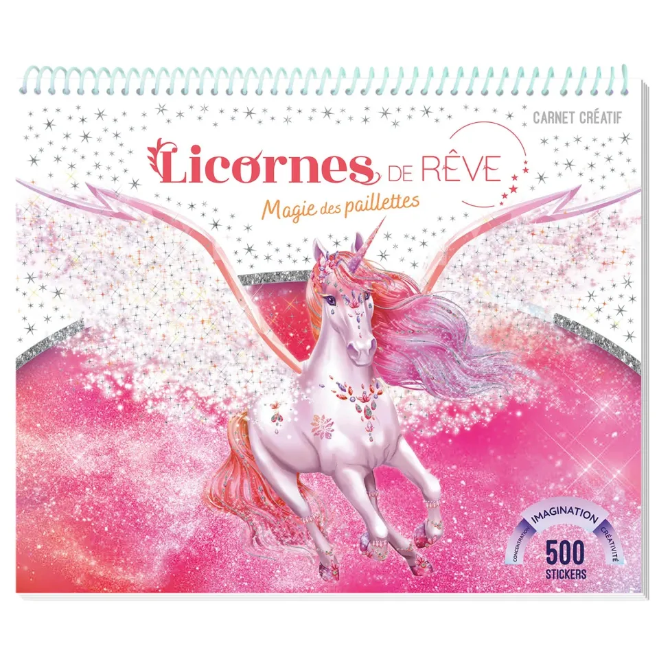 Frigobloc Licornes de rêve carnet créatif paillettes stickers