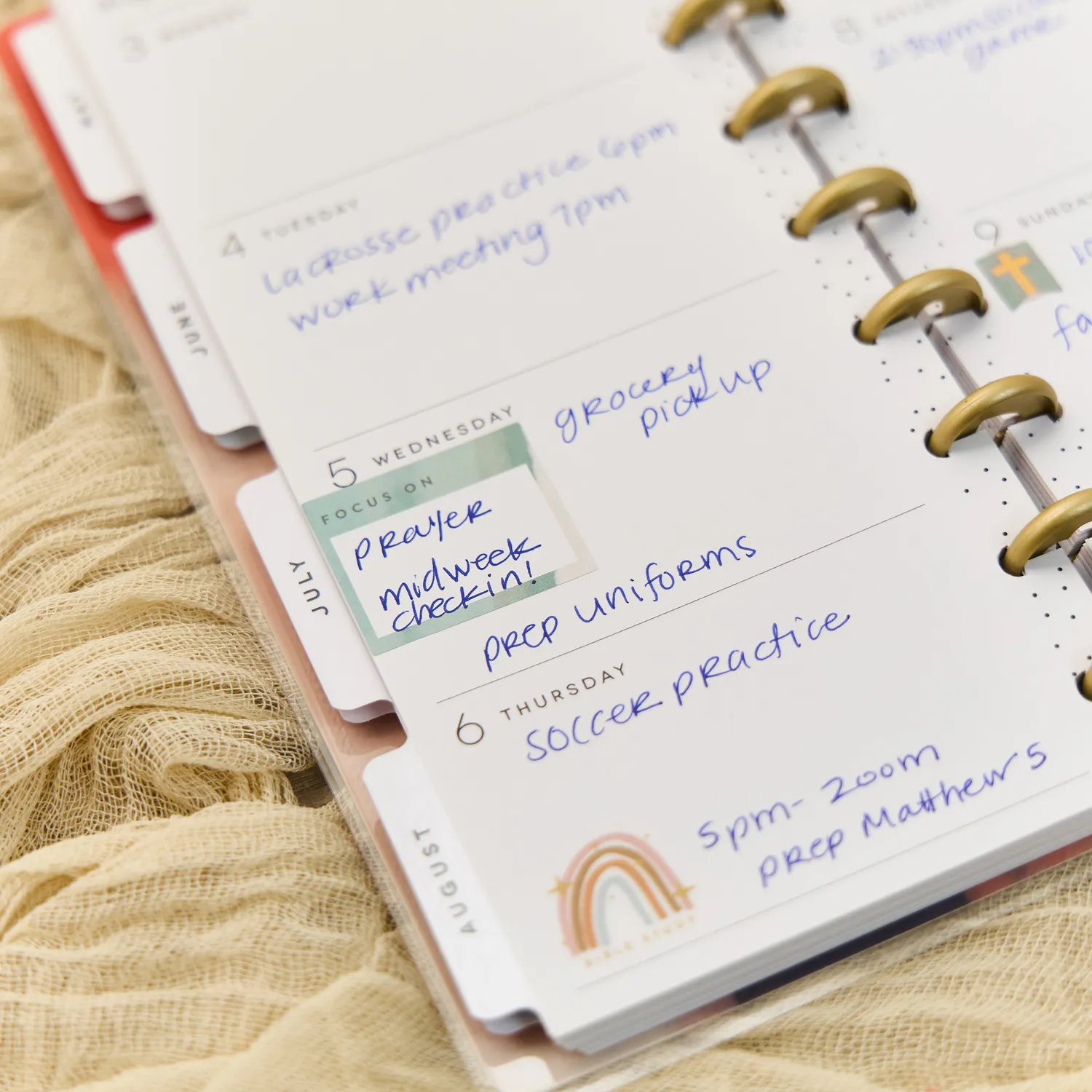 Happy Planner Watercolor Grace 2026 Skinny Classic agenda horizontal 12 mois
