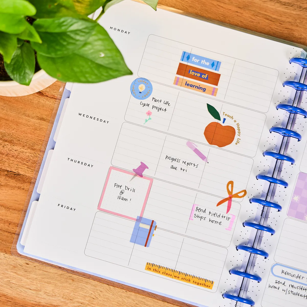 Happy Planner Heart Work agenda enseignant big non daté 12 mois