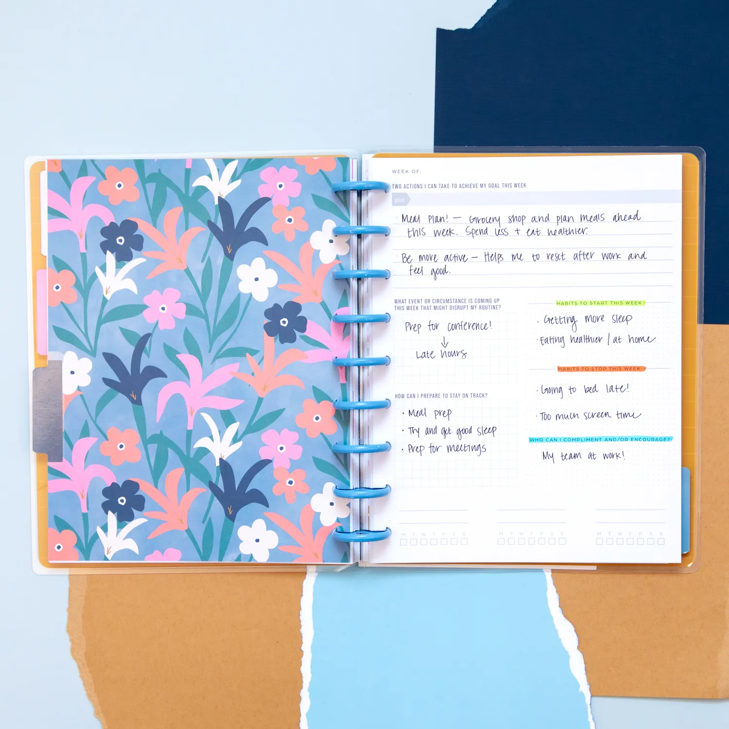 Happy Planner Bold Tiles Classic carnet fitness guidé 80 feuilles