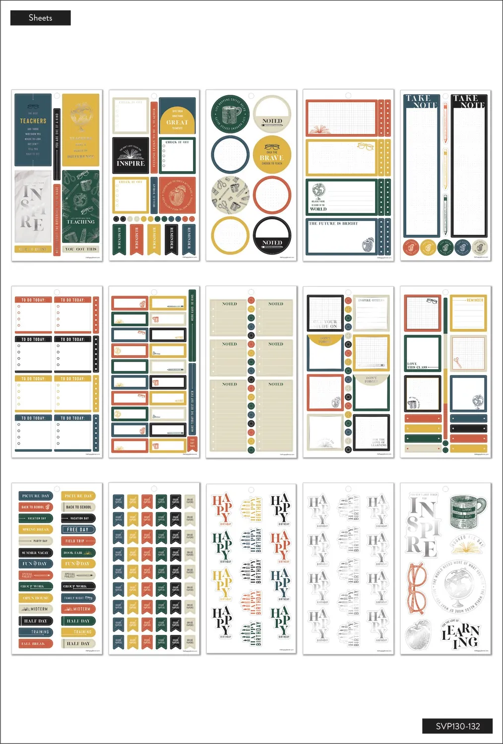 Happy Planner Brave & Inspired Teacher stickers Big 759 enseignante