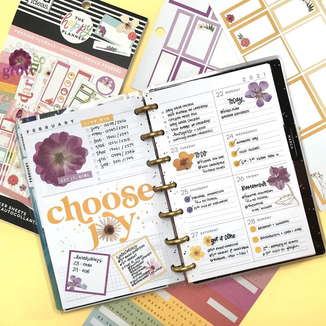 Happy Planner Pressed Florals stickers value pack 519