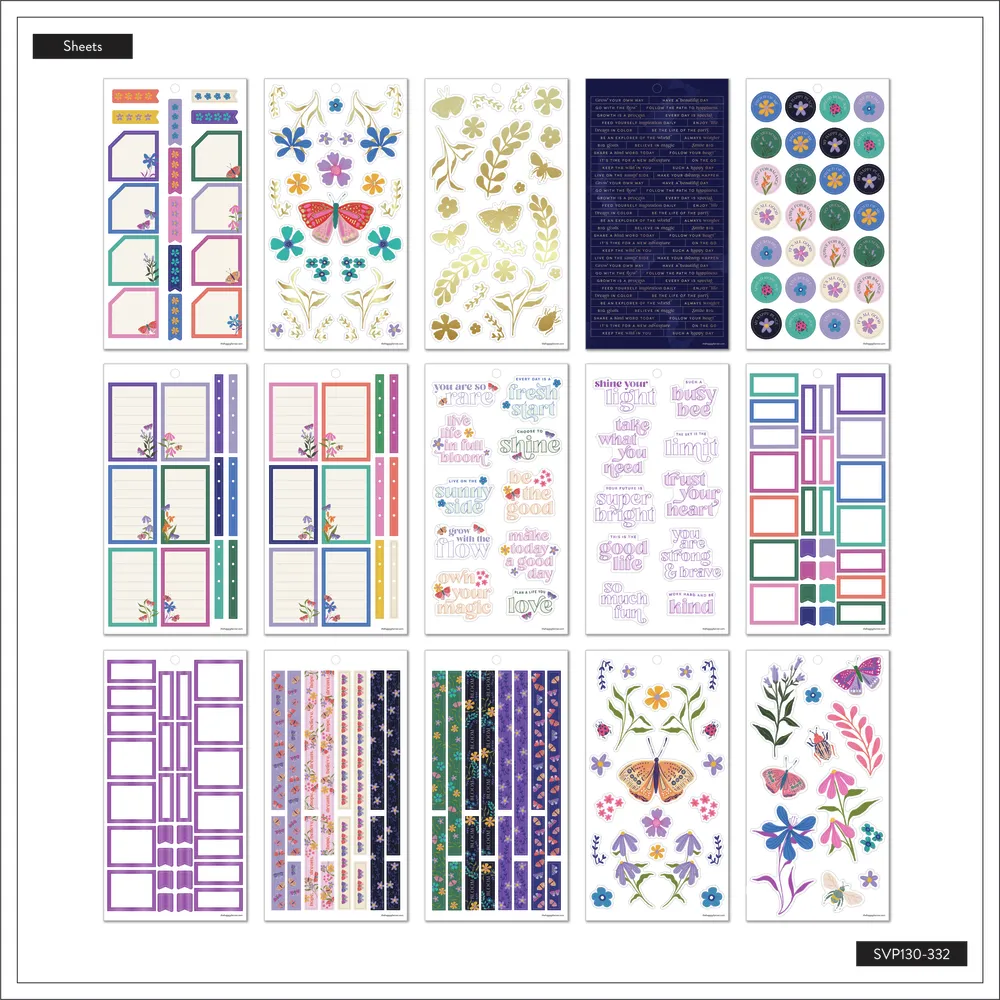 Happy Planner Midnight Botanical stickers Classic 649 pièces