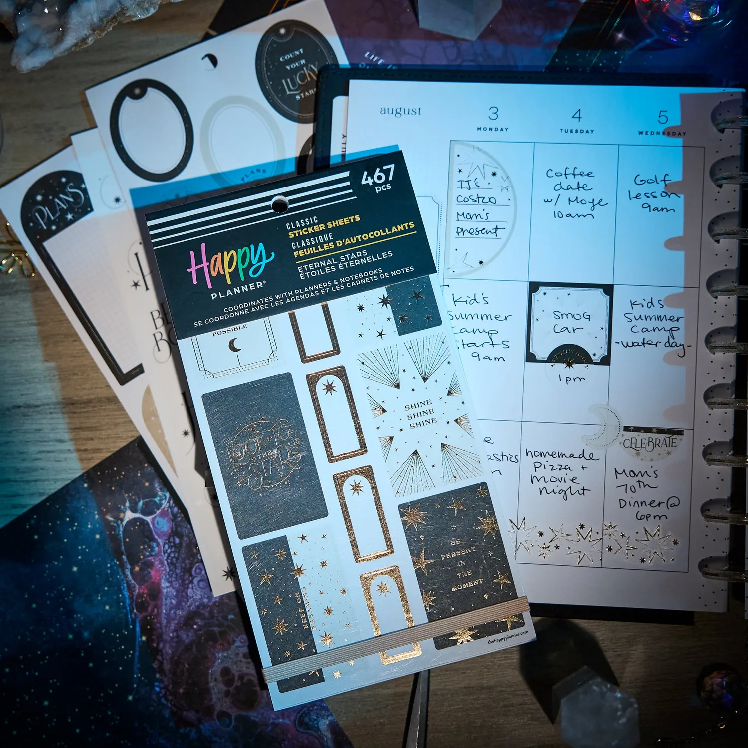 Happy Planner Eternal Stars stickers doré 30 feuilles
