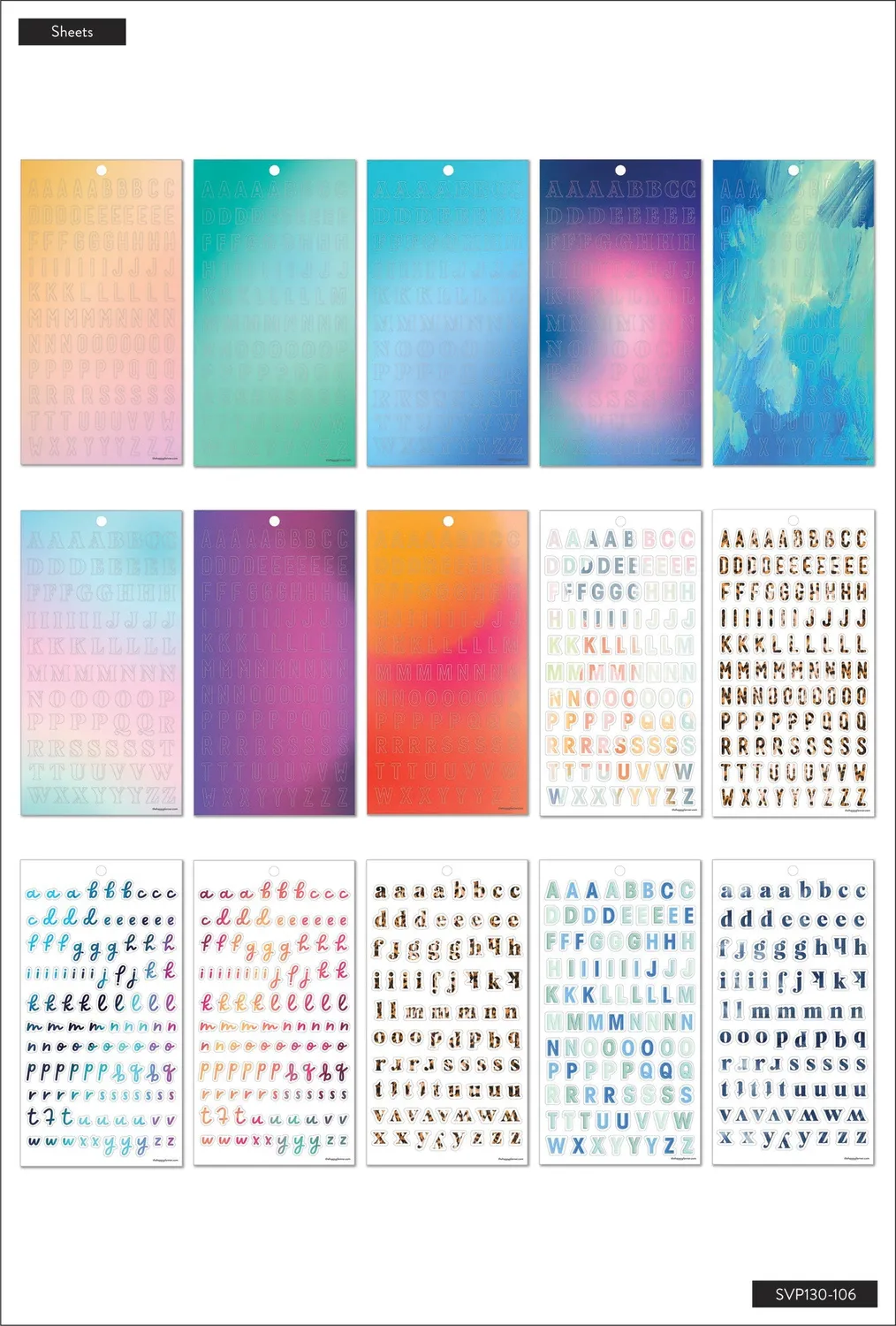 Happy Planner Unique Alpha Fonts stickers lettres 2862 pièces