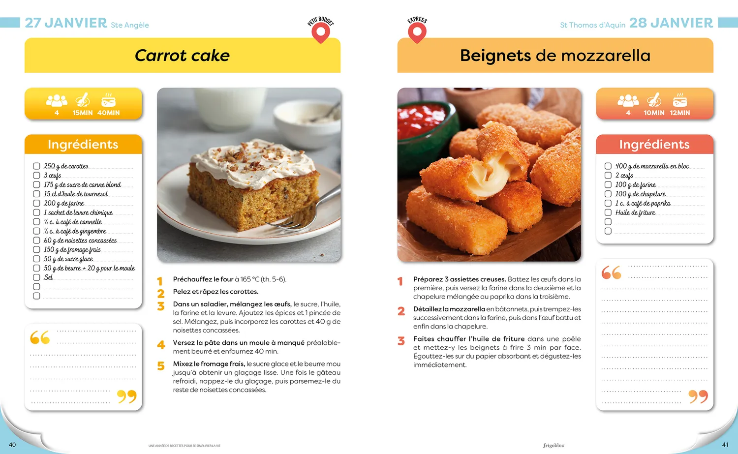 Frigobloc livre de cuisine Une année de recettes 365 idées