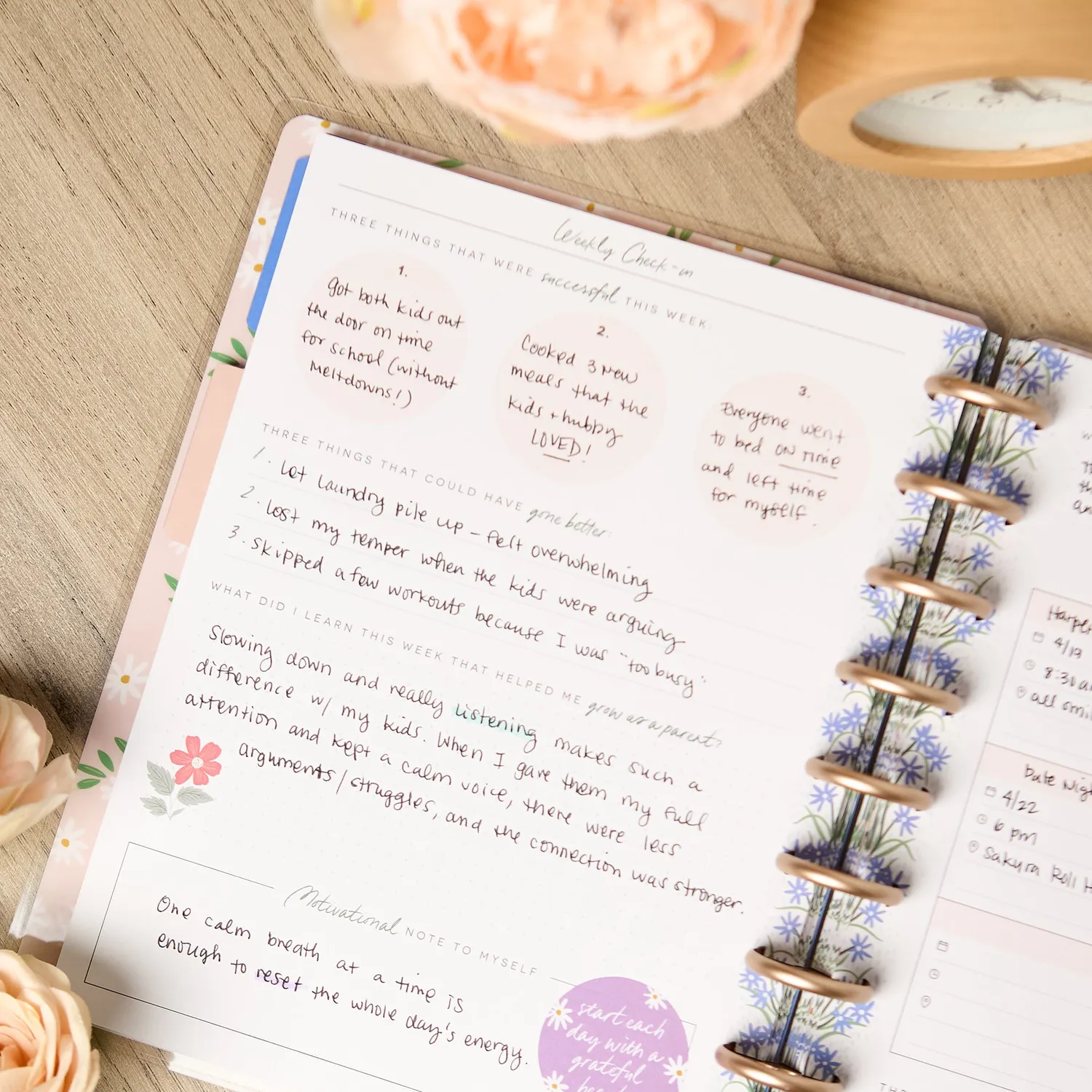 Happy Planner Cool Bloom journal parental guidé Classic 80 feuilles